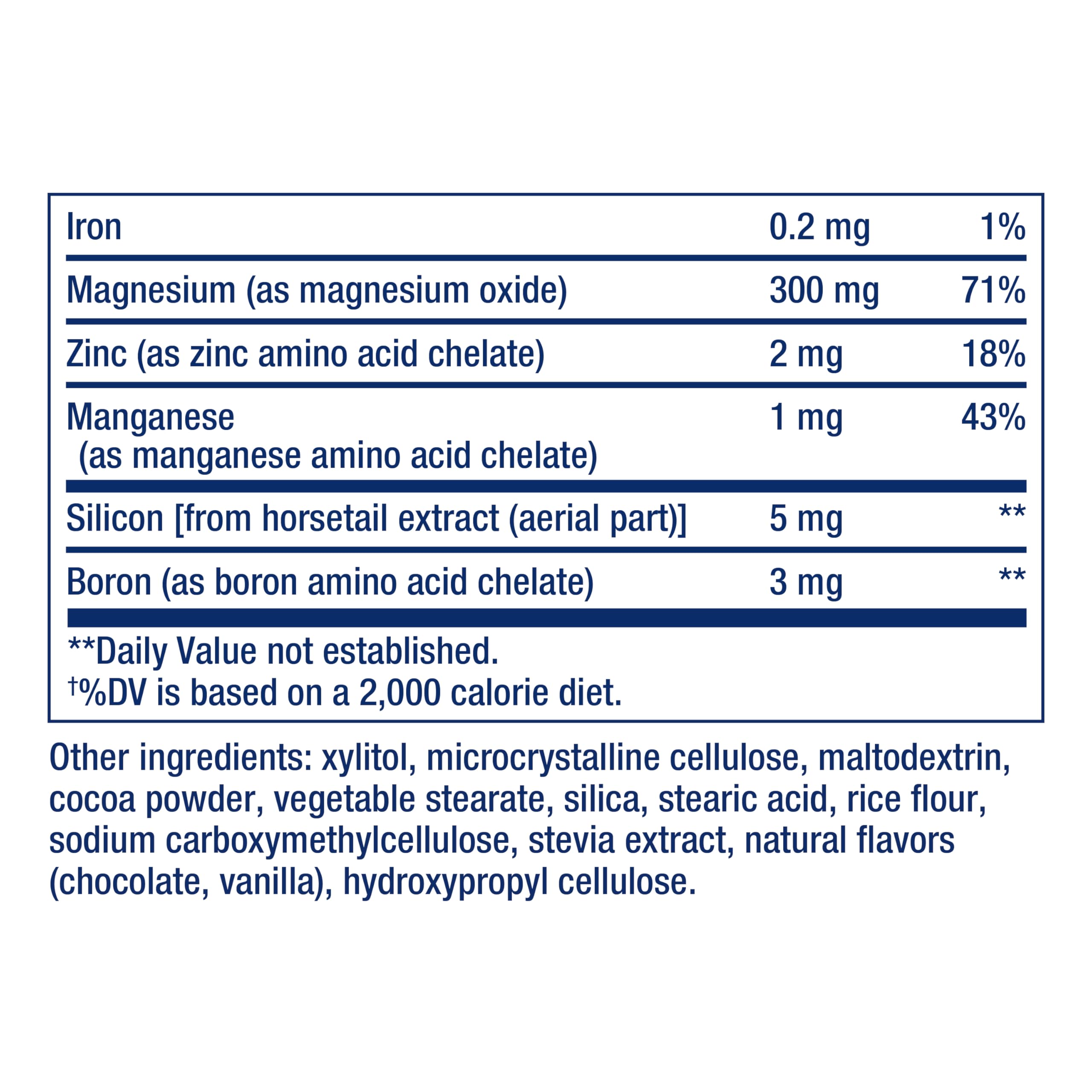 Life Extension Bone Restore Chocolate Chewables ingredients list