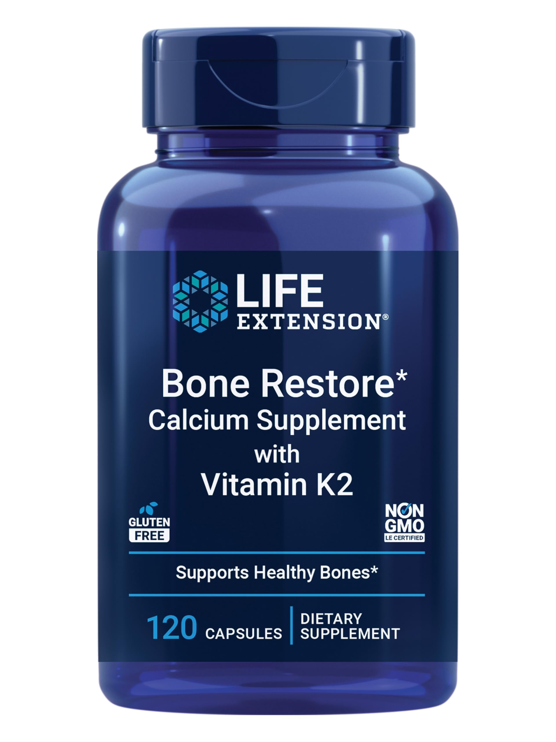 Life Extension Bone Restore with Vitamin K2 front view of packaging
