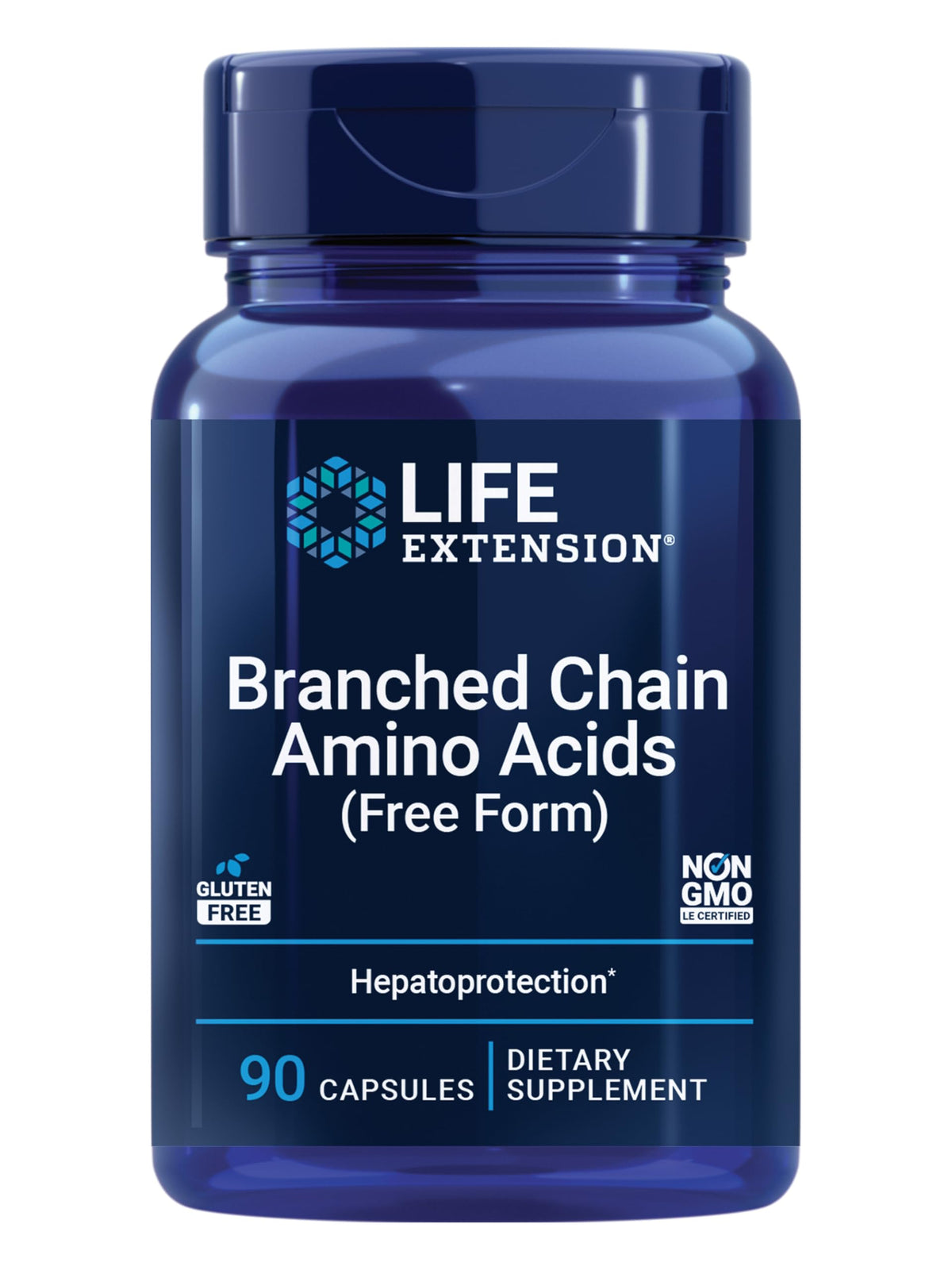 Life Extension Branched Chain Amino Acids 90 Capsules front view