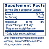 Life Extension Calm-Mag Magnesium Acetyl Taurinate 30 Capsules back view