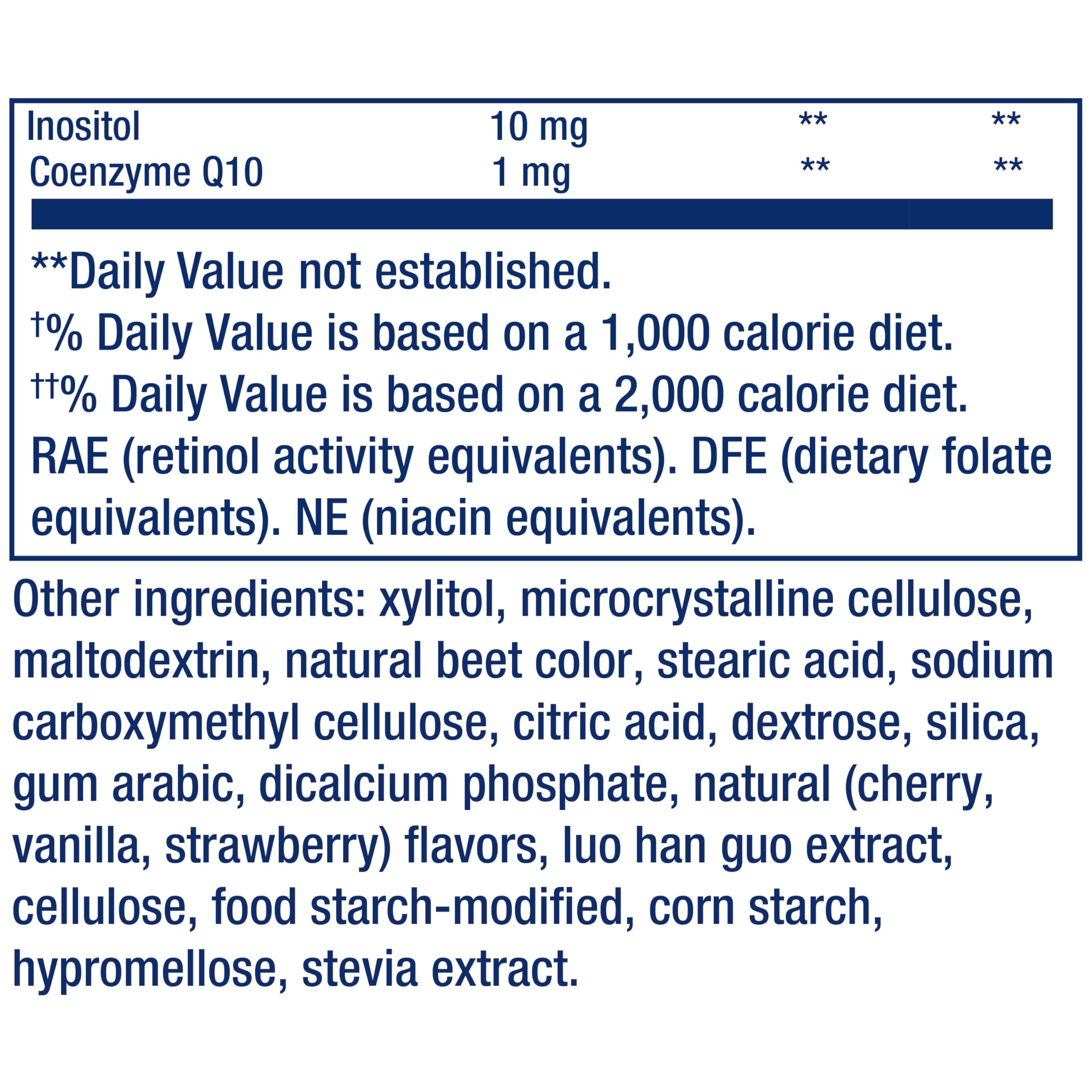 Life Extension Children's Chewable Multivitamins back view with ingredient list