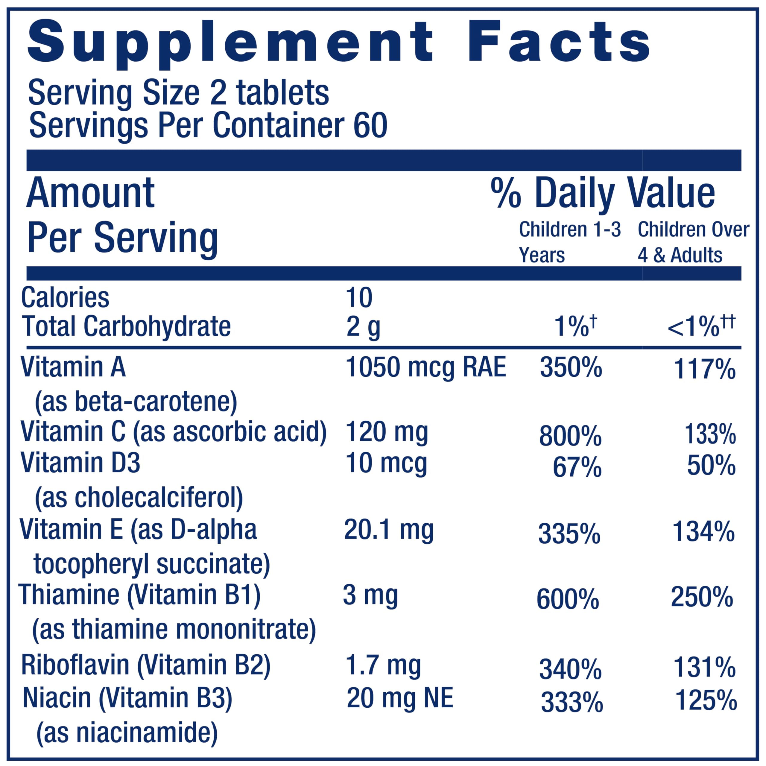 Life Extension Children's Chewable Multivitamins showing a close-up of the chewable tablet