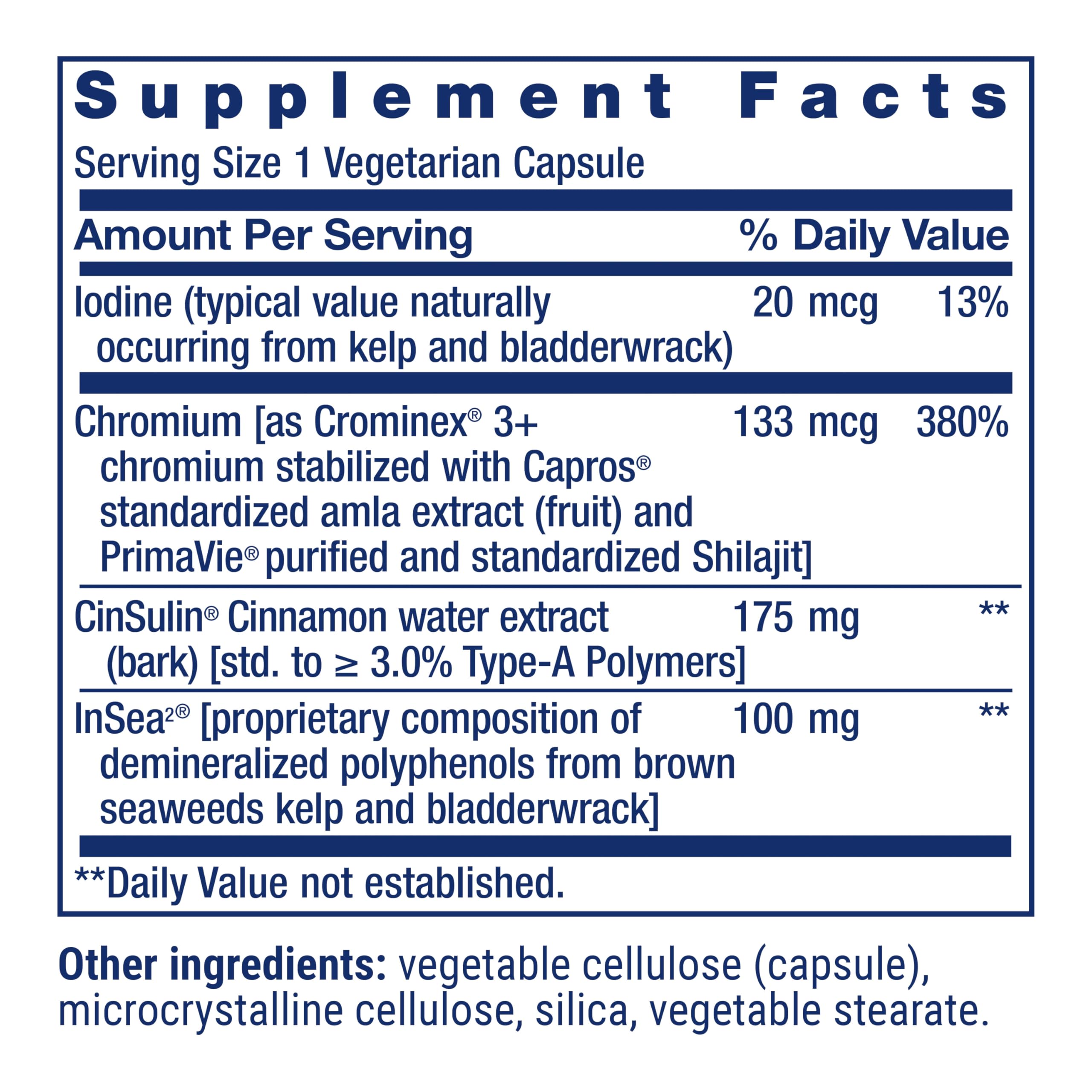 Life Extension CinSulin® Chromium Supplement bottle side view