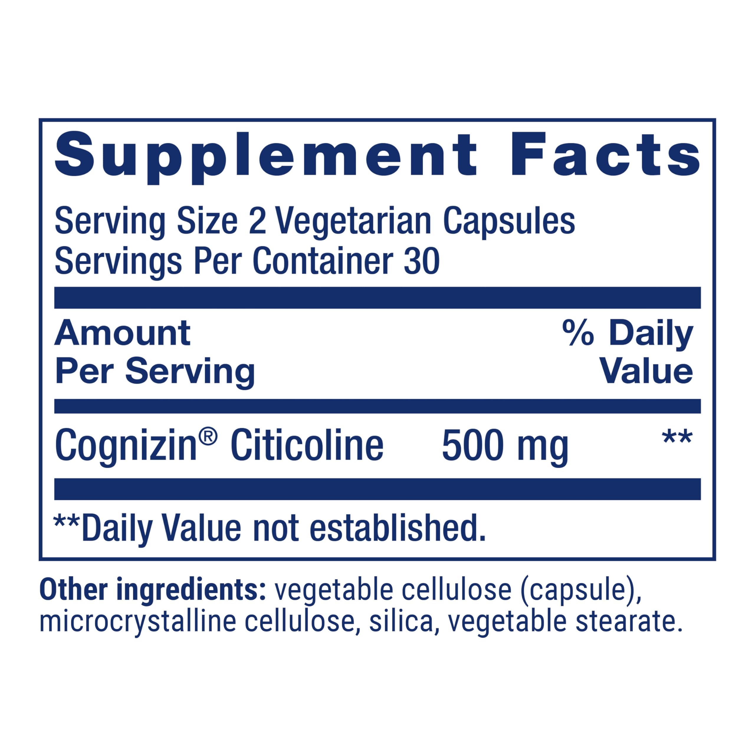 Life Extension Citicoline 500mg capsules on a wooden surface