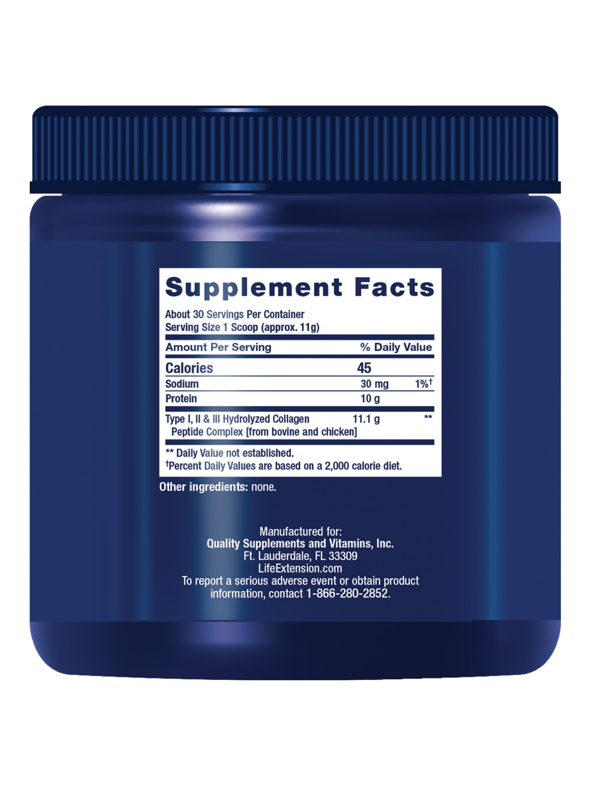 Life Extension Collagen Peptides 343g packaging side view