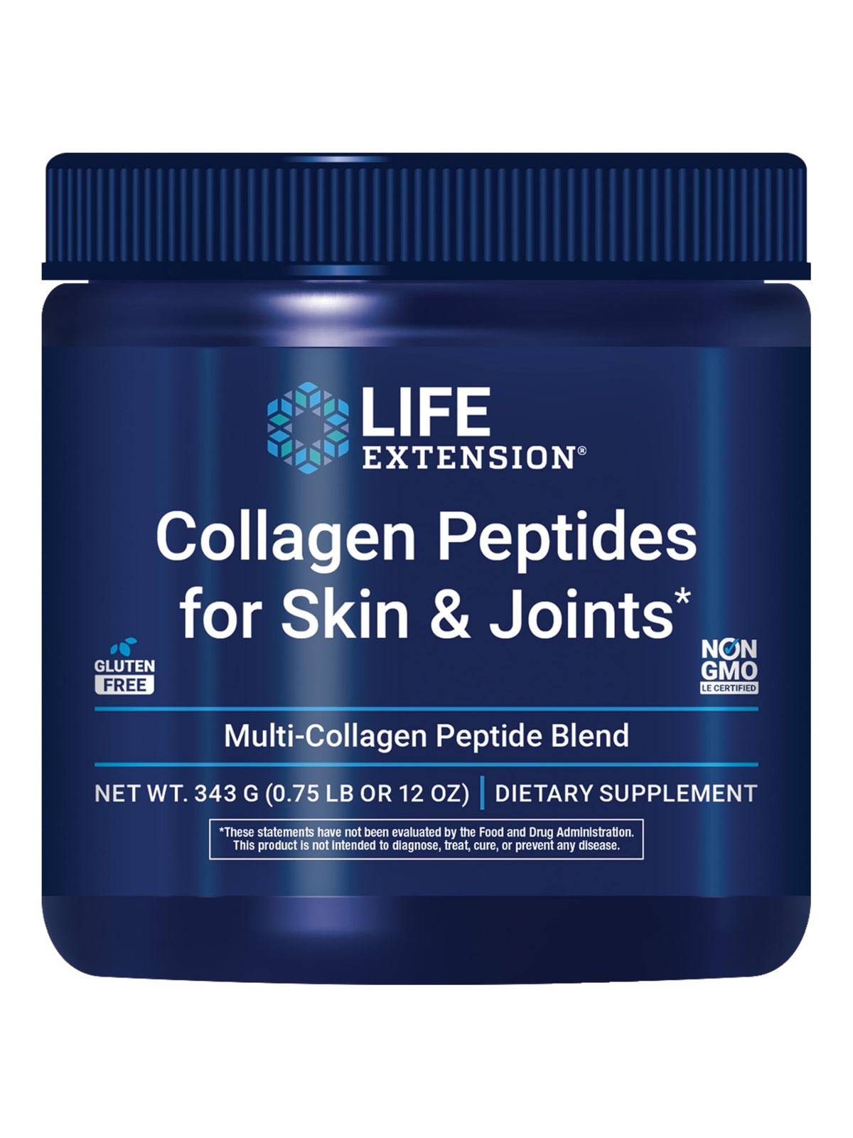 Life Extension Collagen Peptides 343g powder front view