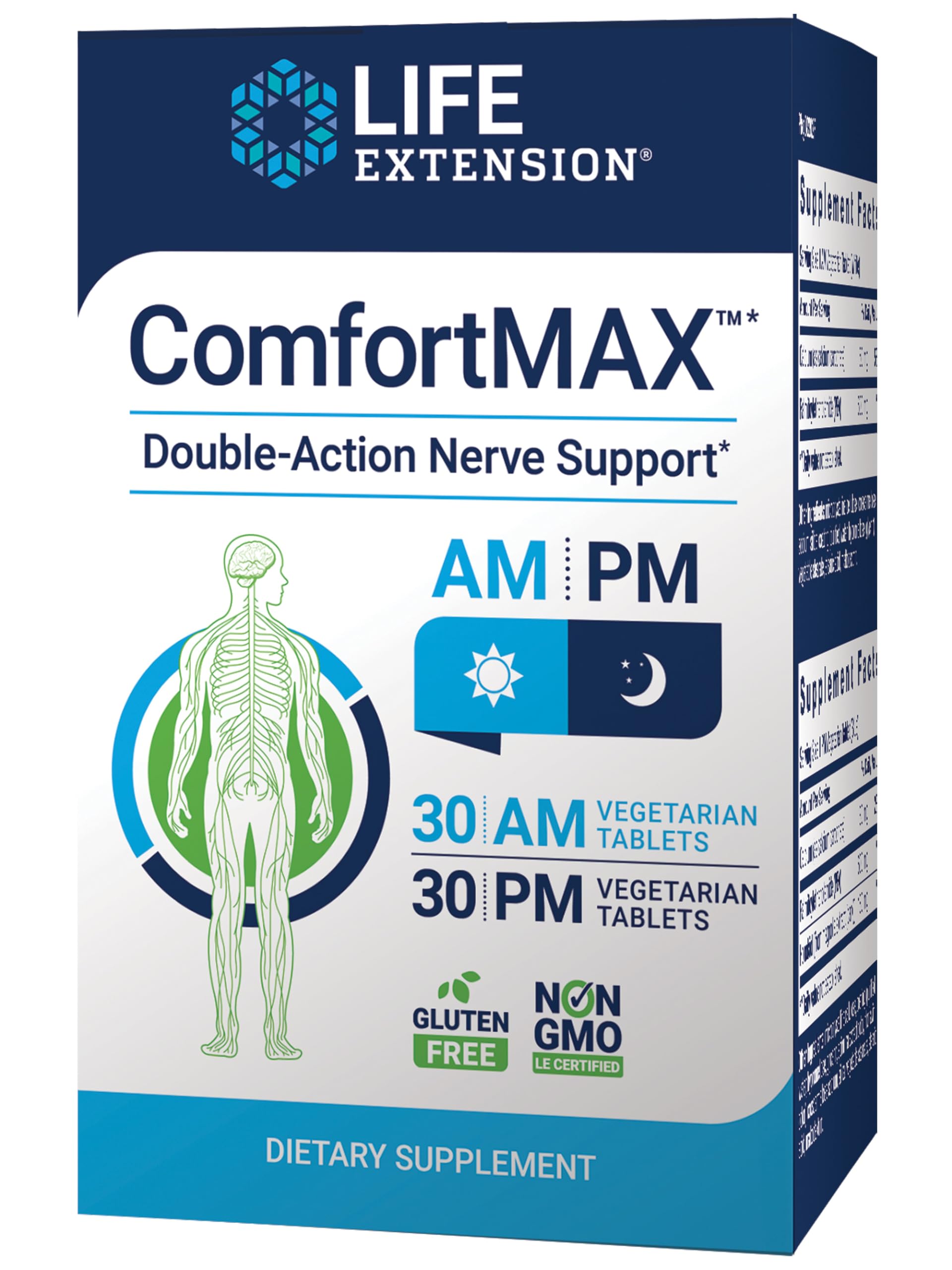 Life Extension ComfortMAX™ 60 vegetarian tablets front view