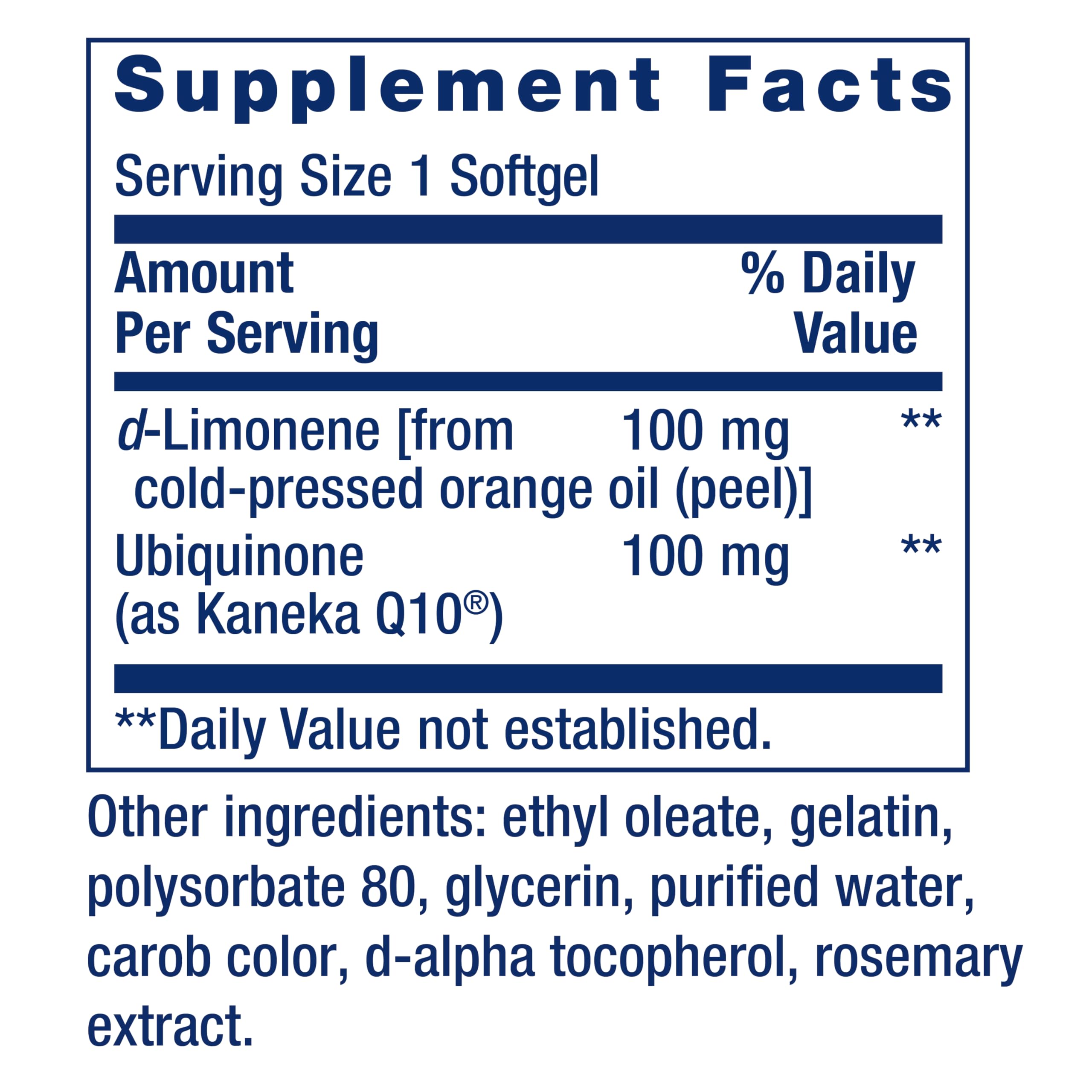 Life Extension CoQ10 Supplement side view showing capsule