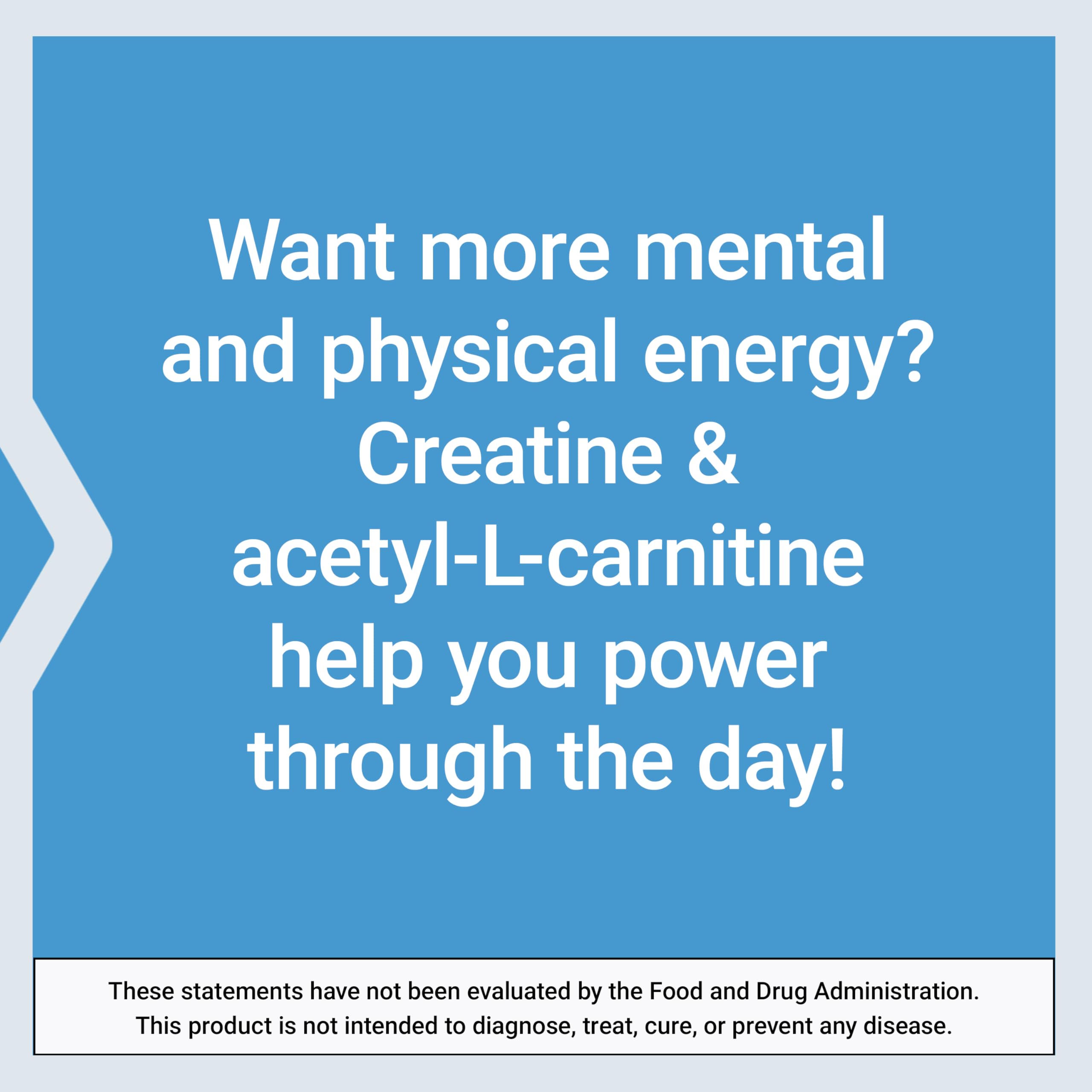 Life Extension Creatine & Acetyl-L-Carnitine Energy Plus nutritional information