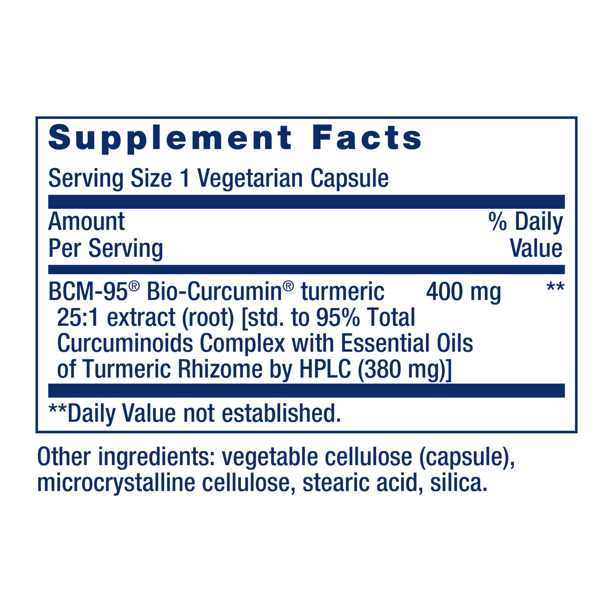 Life Extension Curcumin BCM-95 Bio-Curcumin 400mg Capsules side view
