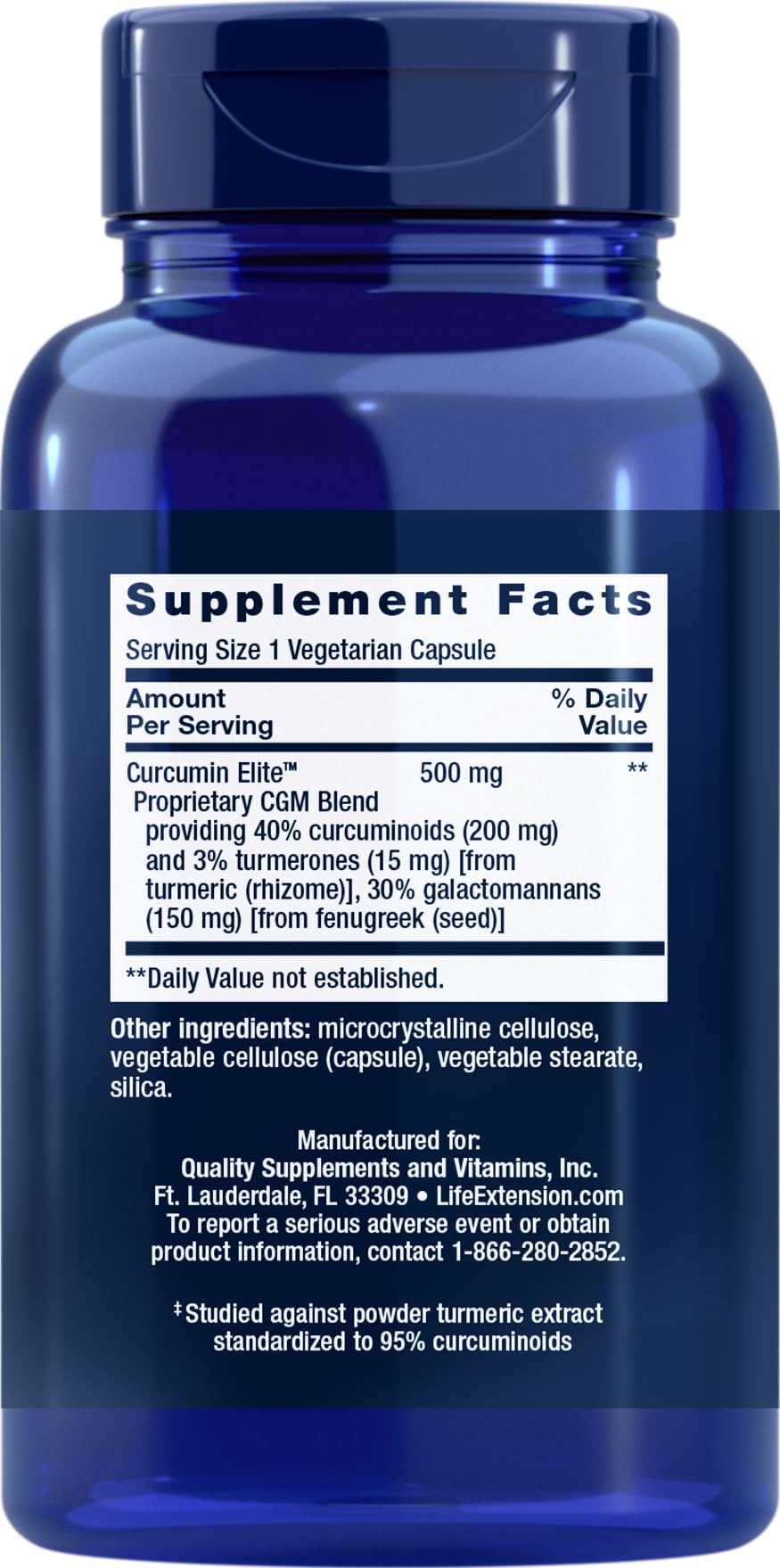 Life Extension Curcumin Elite bottle side view