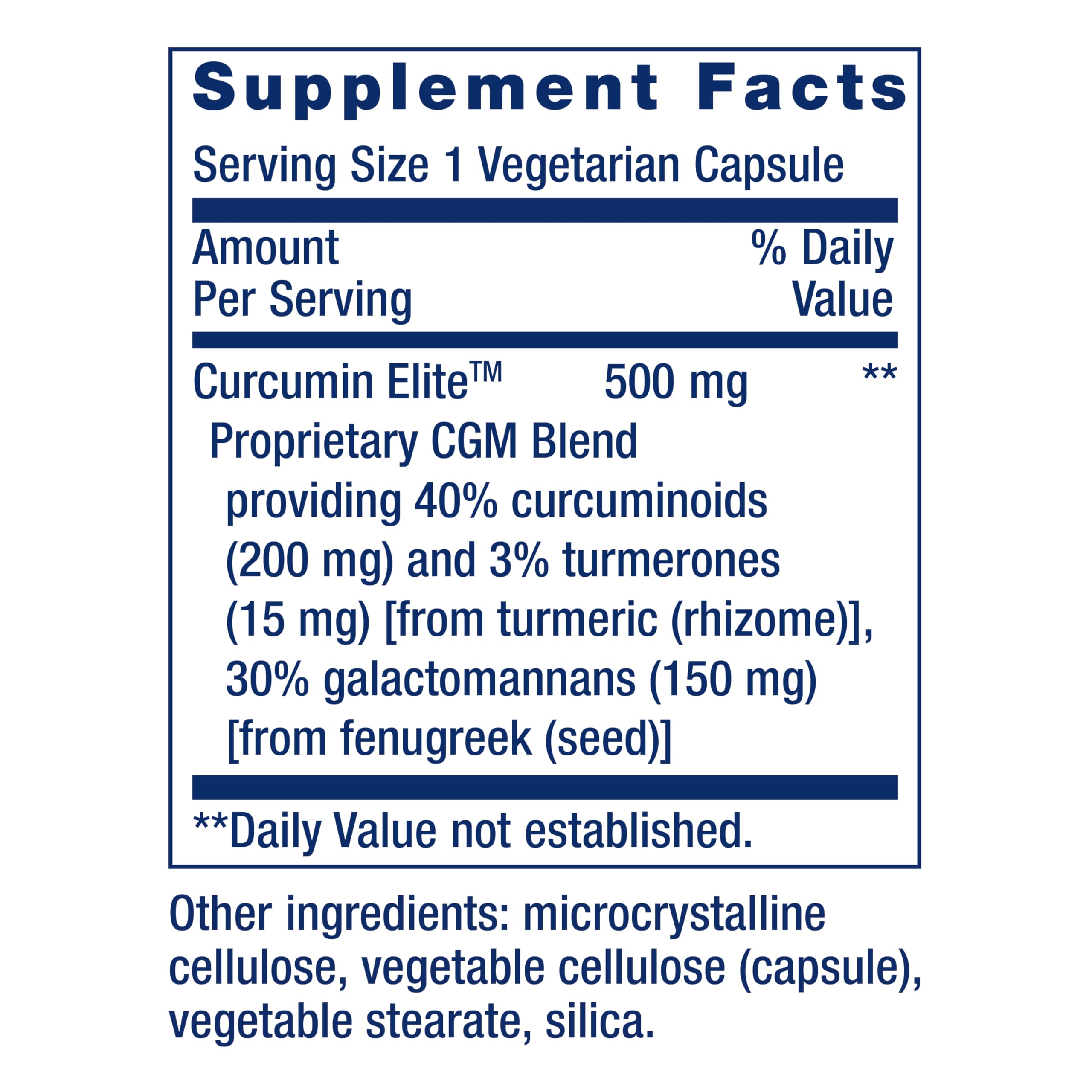 Life Extension Curcumin Elite Turmeric Extract 500mg capsule packaging