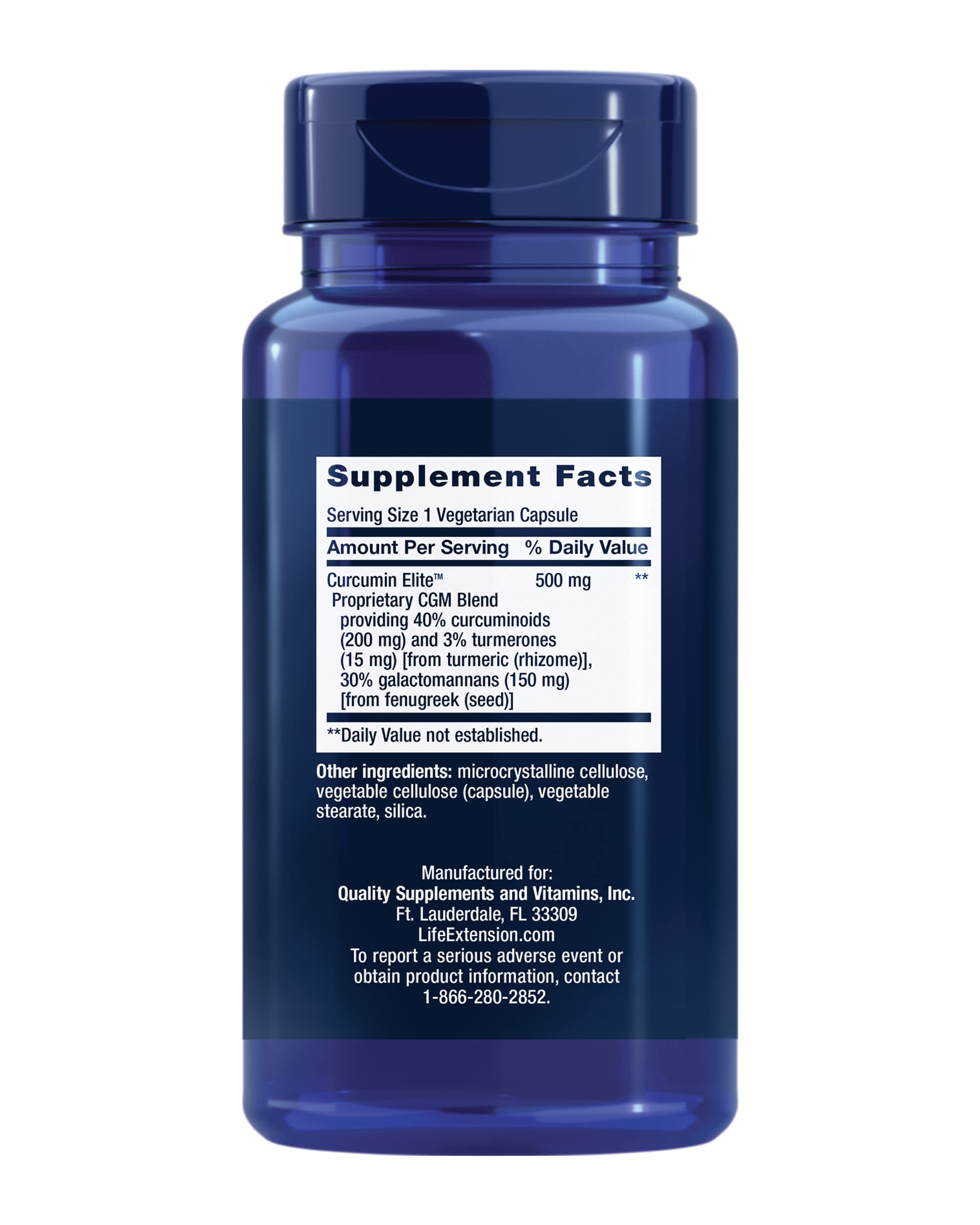 Life Extension Curcumin Elite Turmeric Extract 500mg capsule side view