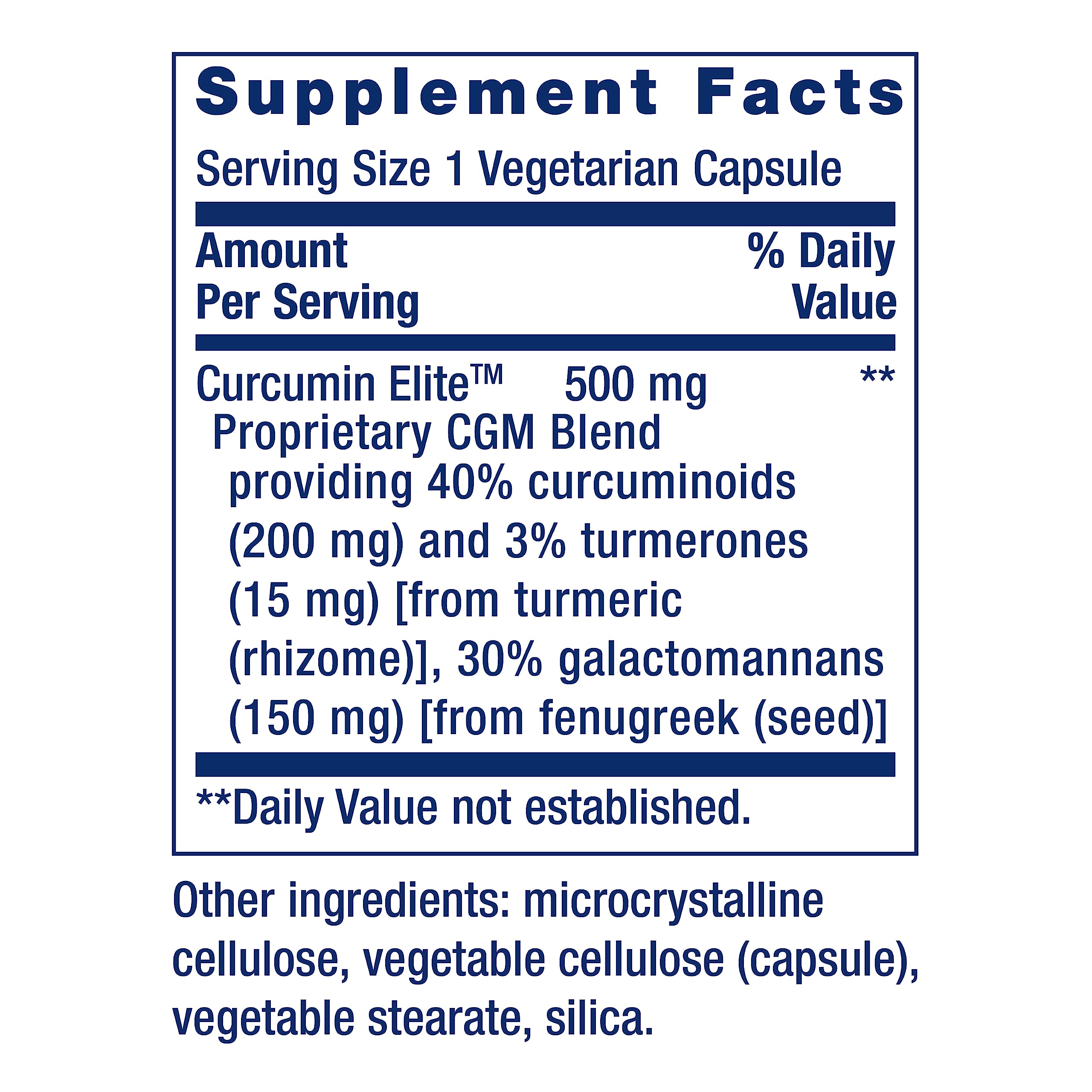 Life Extension Curcumin Elite Turmeric Extract 500mg side view