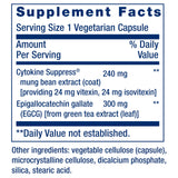Life Extension Cytokine Suppress® with EGCG side view showing capsule details