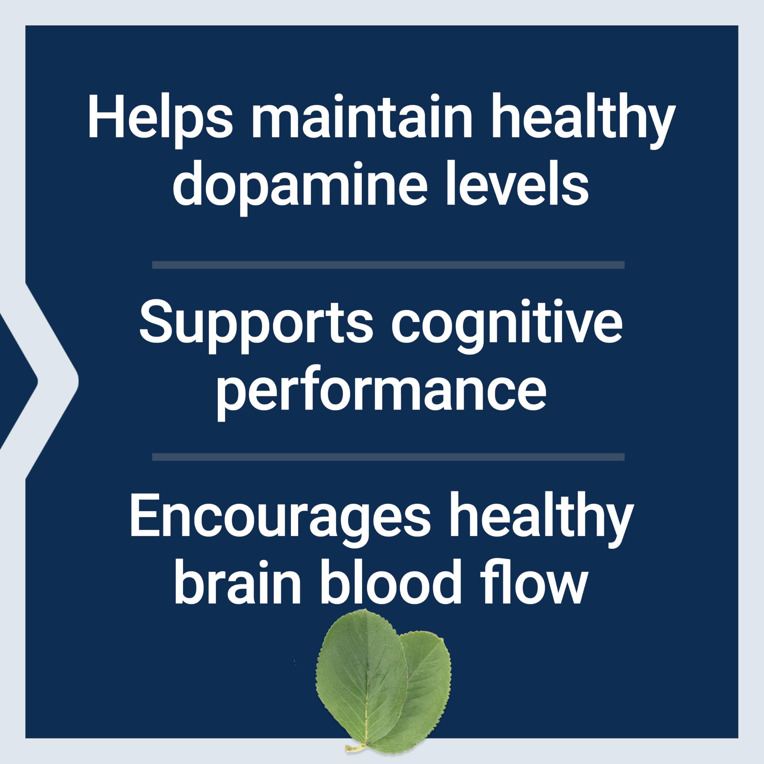 Life Extension Dopa-Mind supplement tablets on a wooden surface