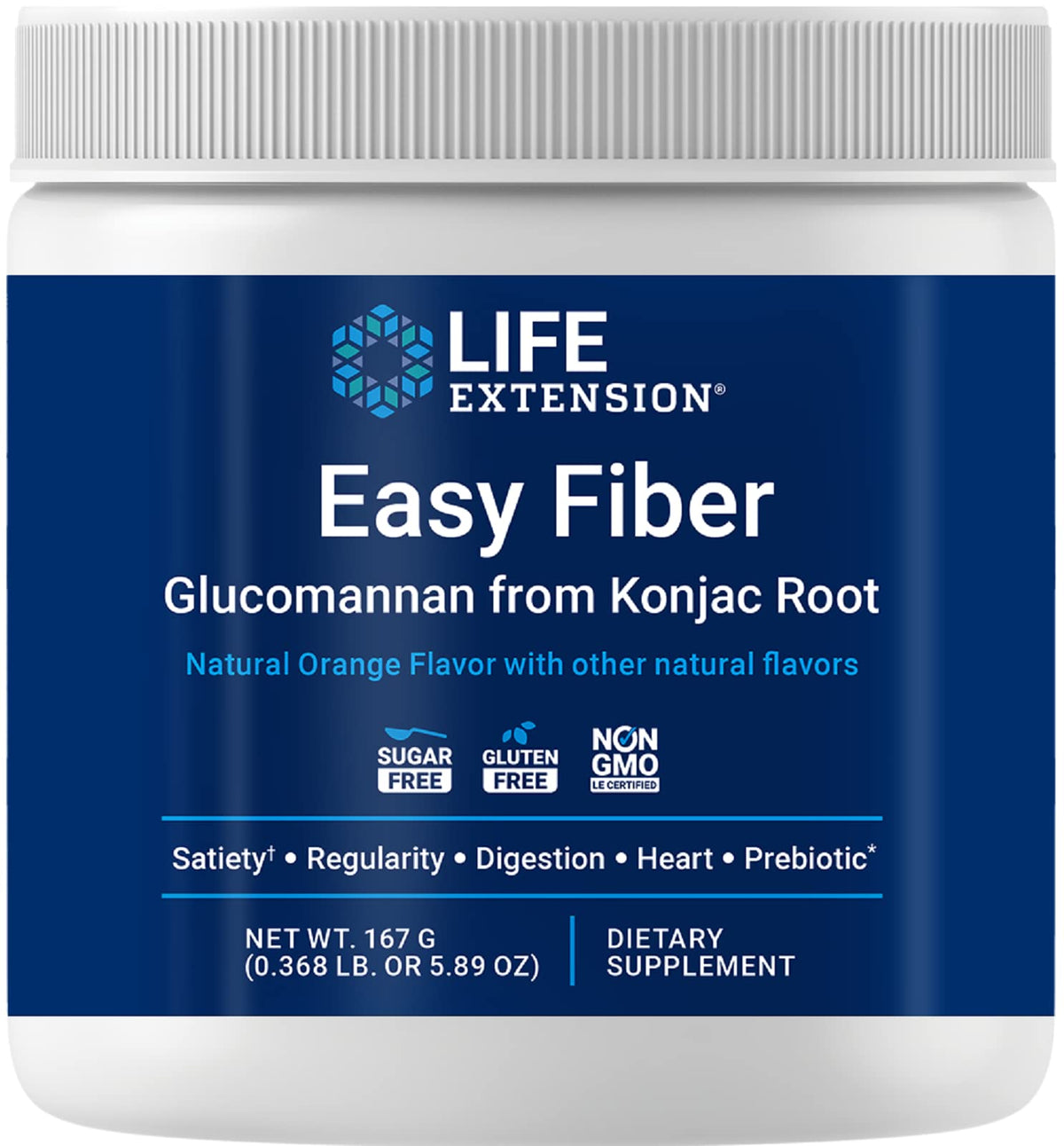 Life Extension Easy Fiber 163g front view with packaging