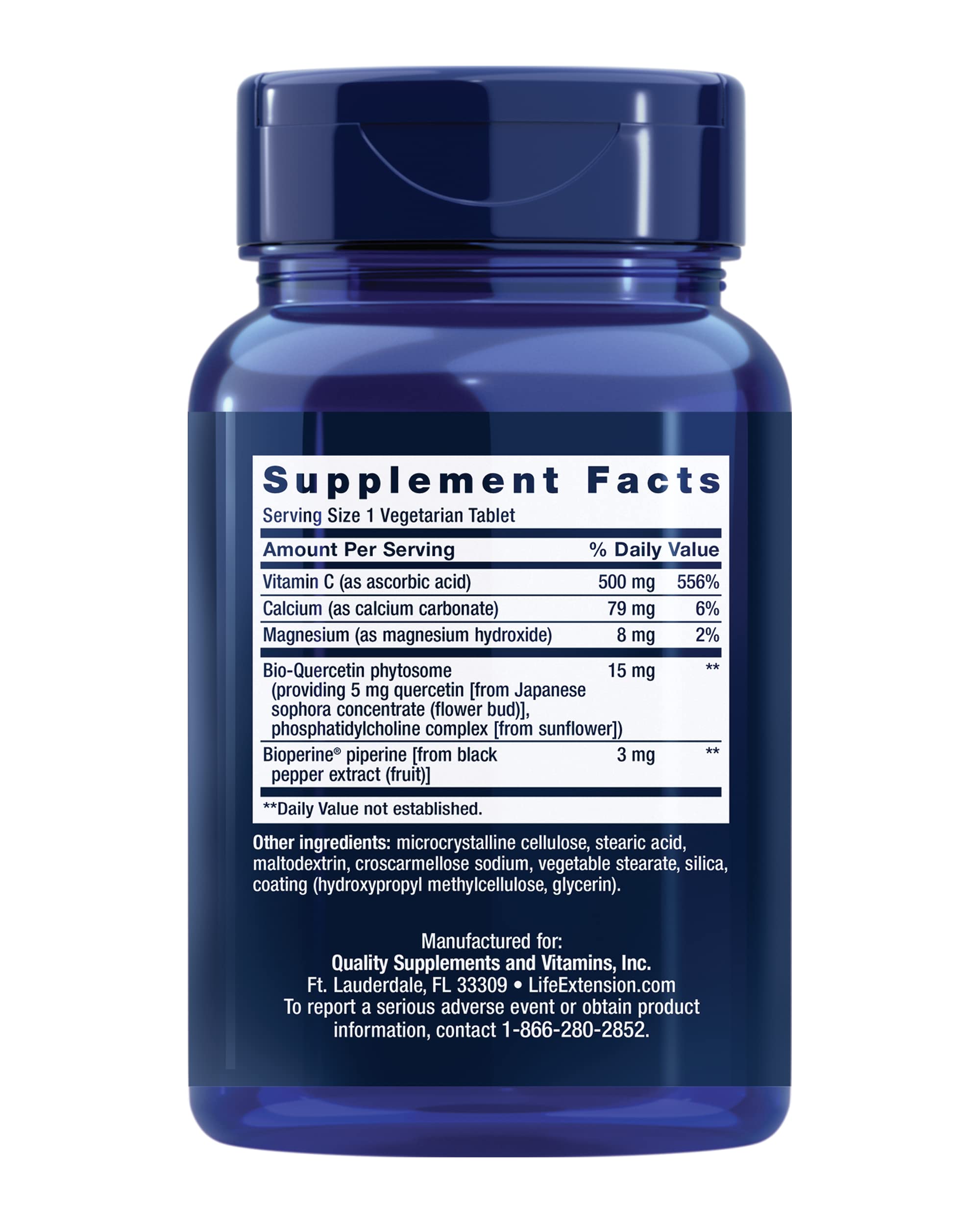 Life Extension Fast-C® Bio-Quercetin® packaging side view