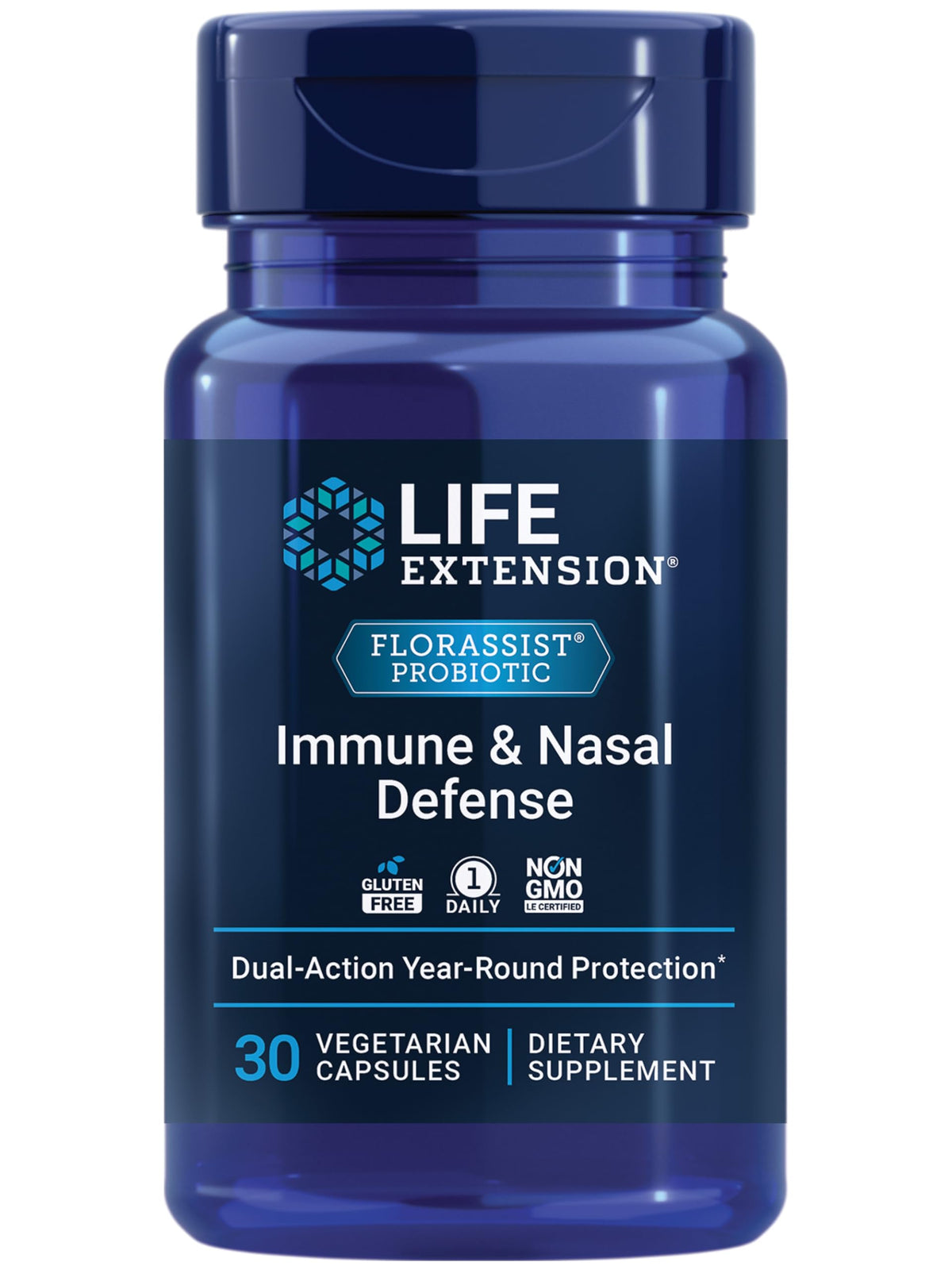 Life Extension FLORASSIST daily wellness & Nasal Defense 500mg capsules front view