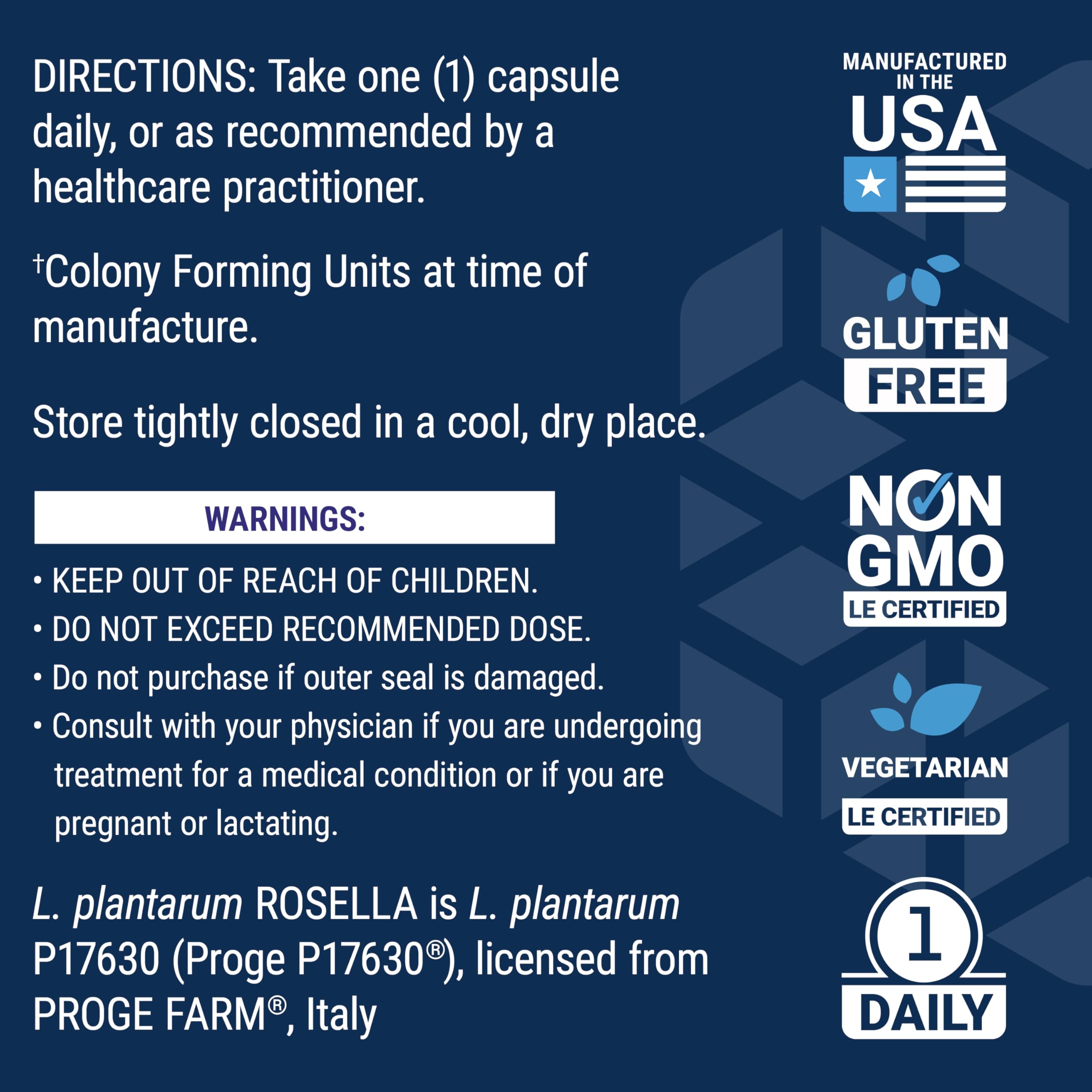 Life Extension FLORASSIST® Probiotic Women's Health back view of packaging