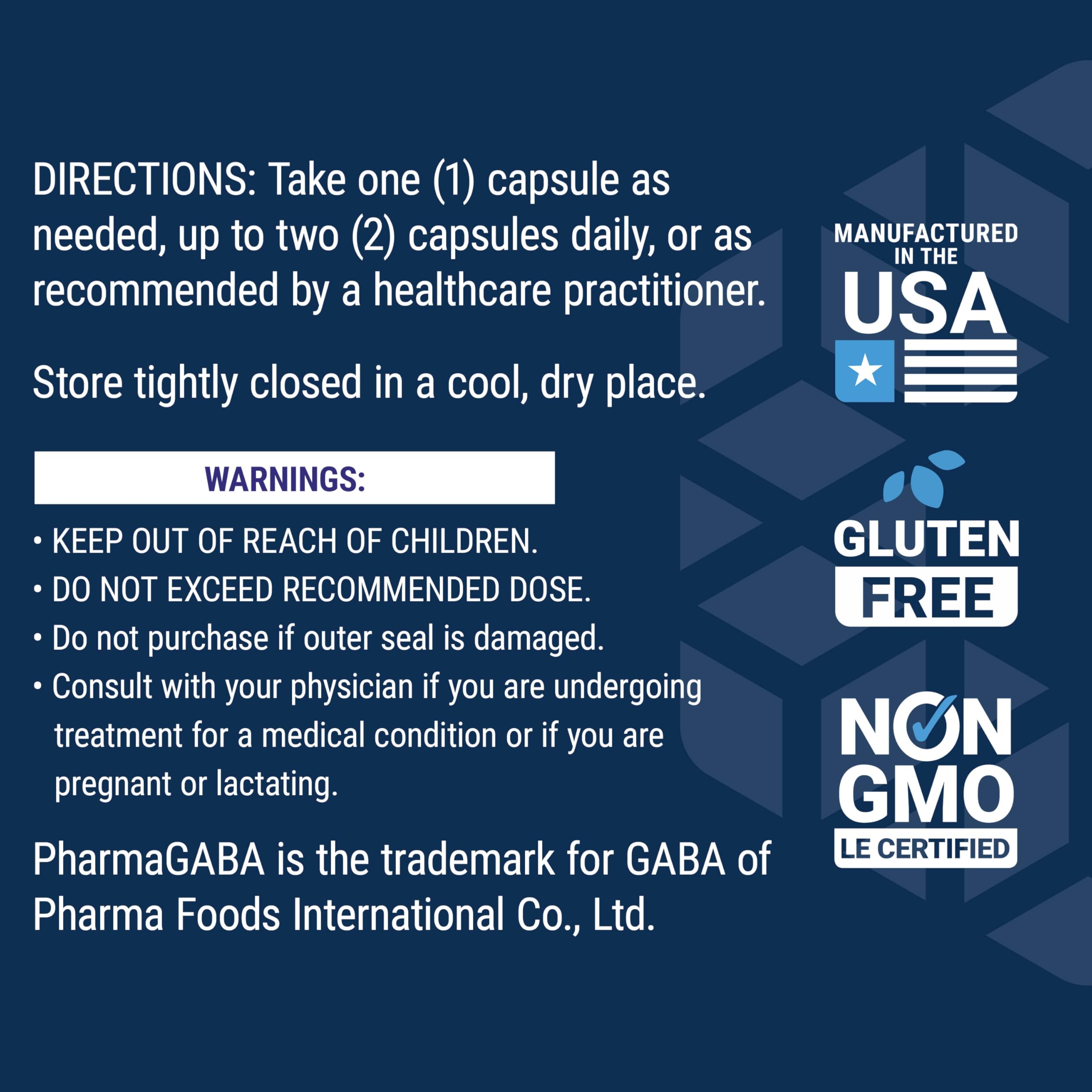Life Extension GABA Capsules 100 mg ingredients list