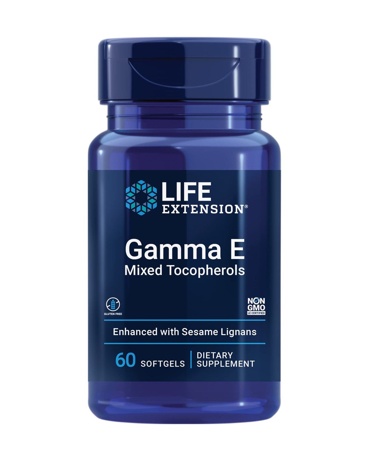 Life Extension Gamma E Mixed Tocopherols Vitamin E 60 softgels front view