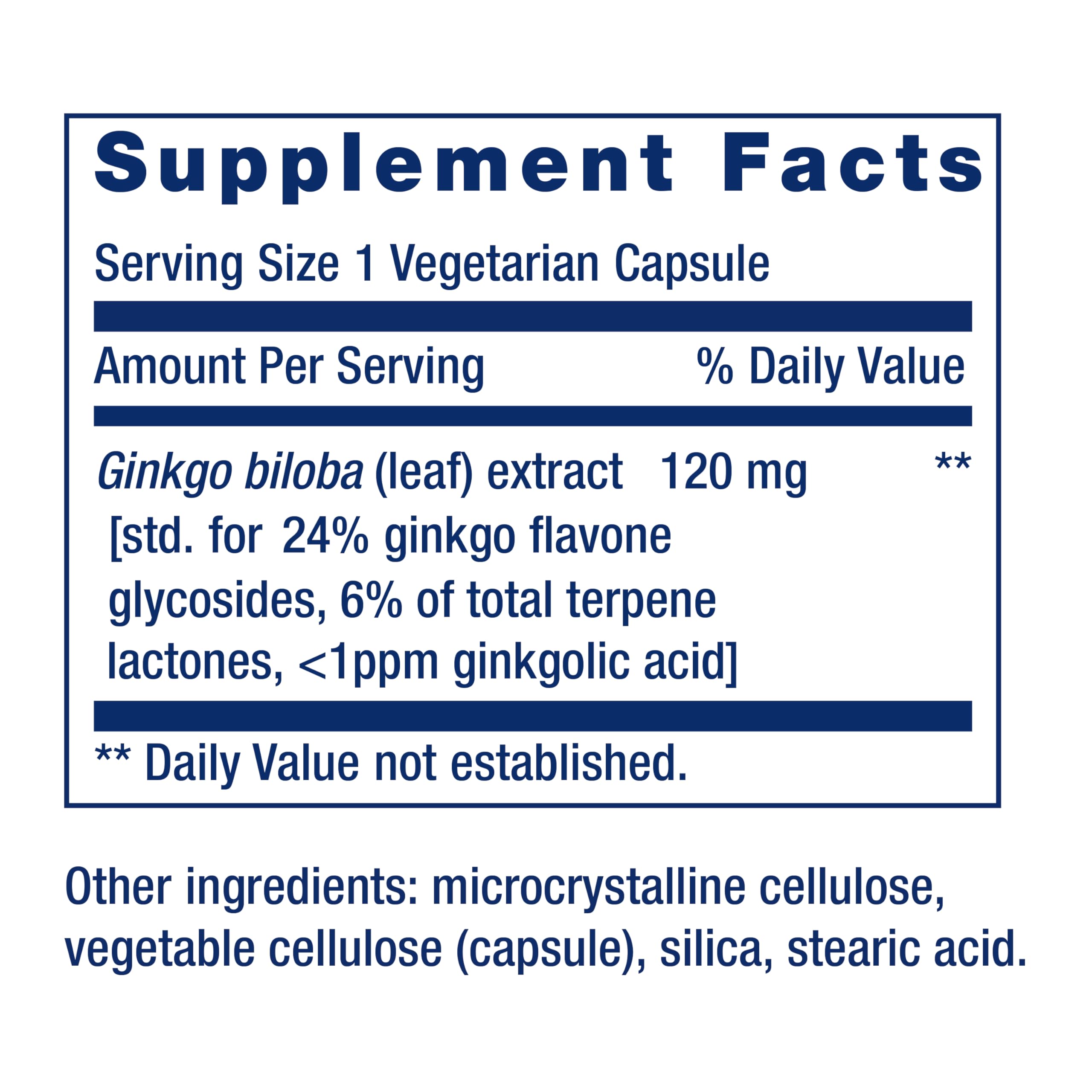 Life Extension Ginkgo Biloba Extract 120mg capsules back view