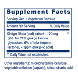 Life Extension Ginkgo Biloba Extract 120mg capsules back view
