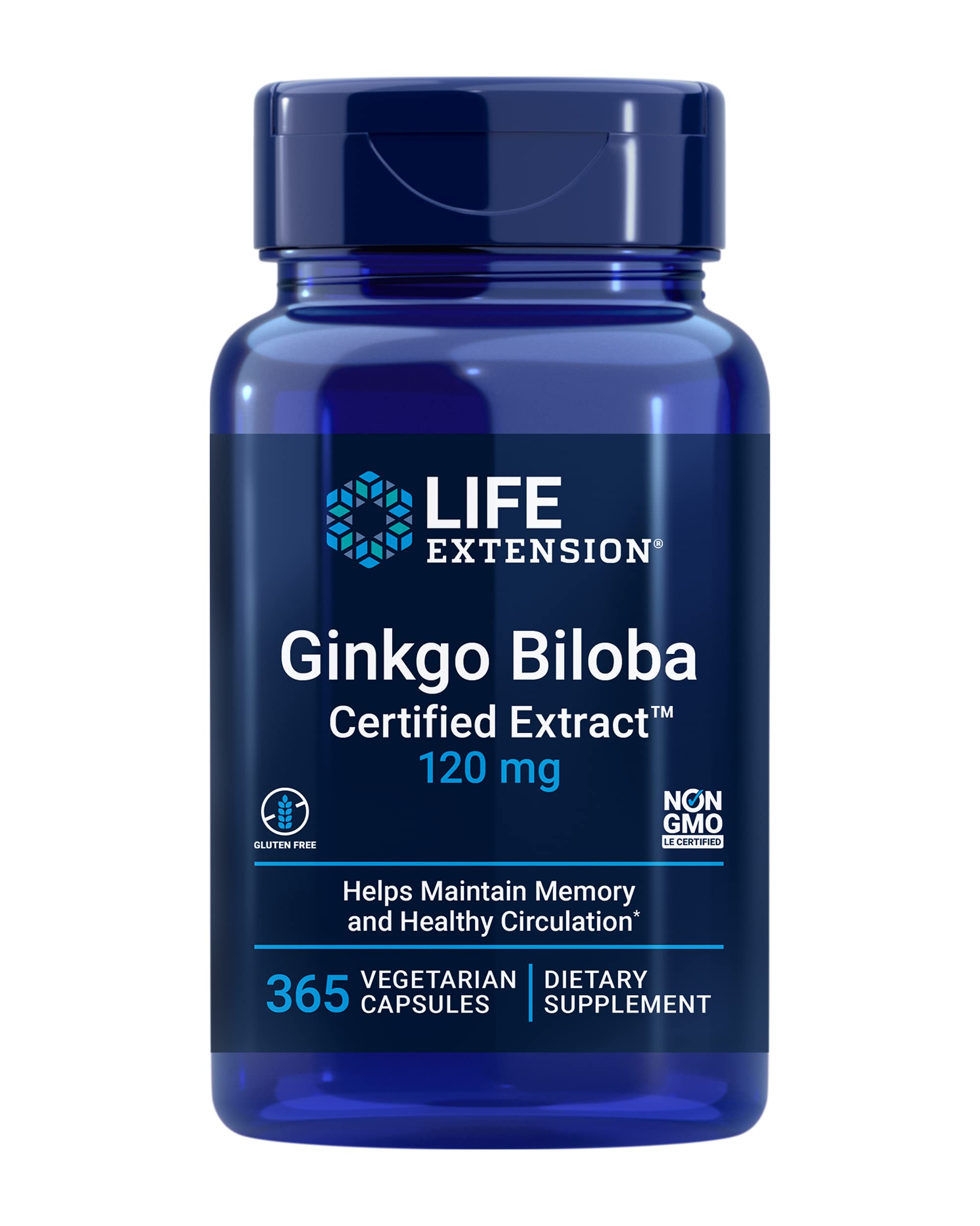 Life Extension Ginkgo Biloba Extract 120mg capsules front view