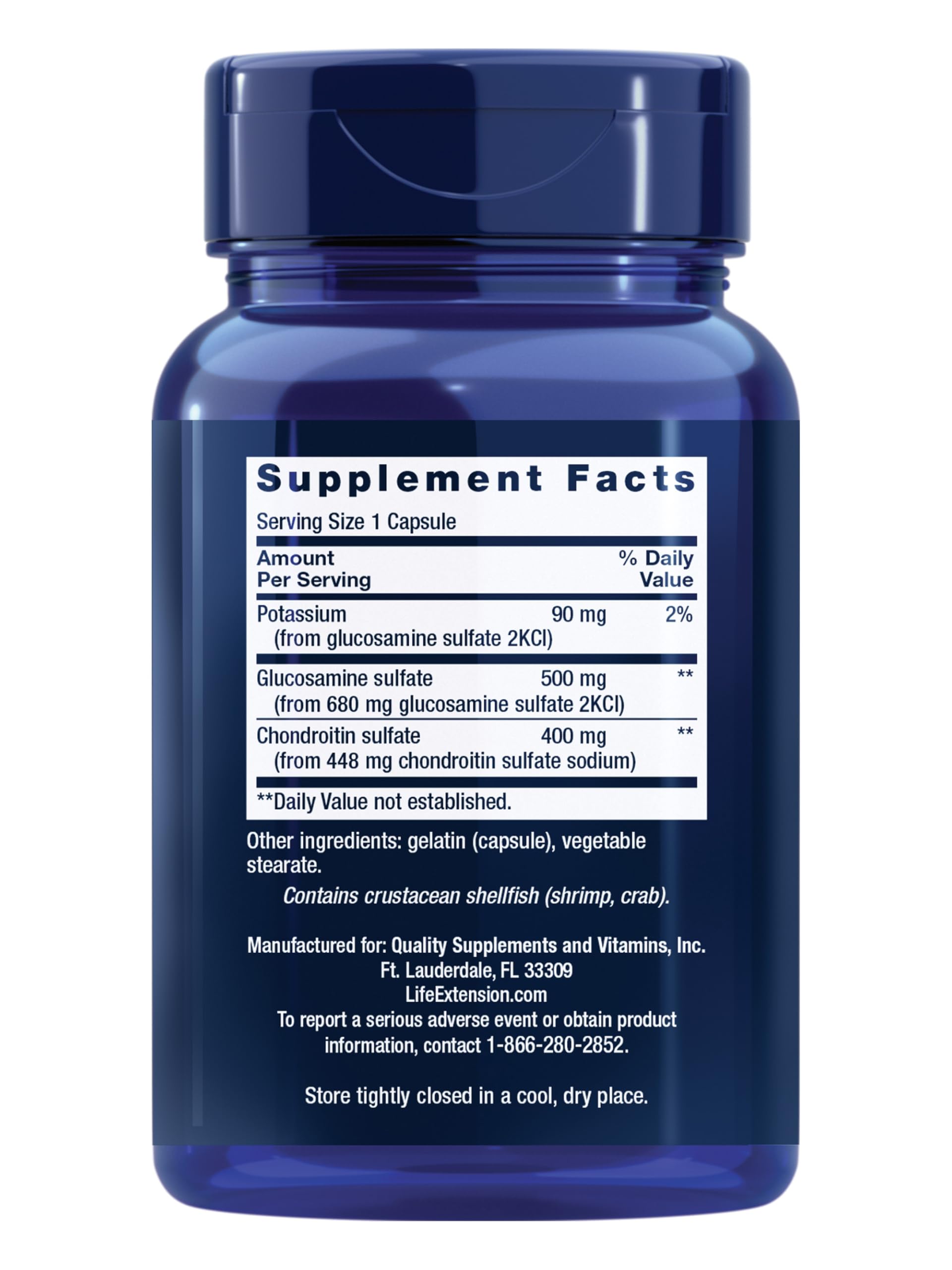 Life Extension Glucosamine/Chondroitin Capsules side view