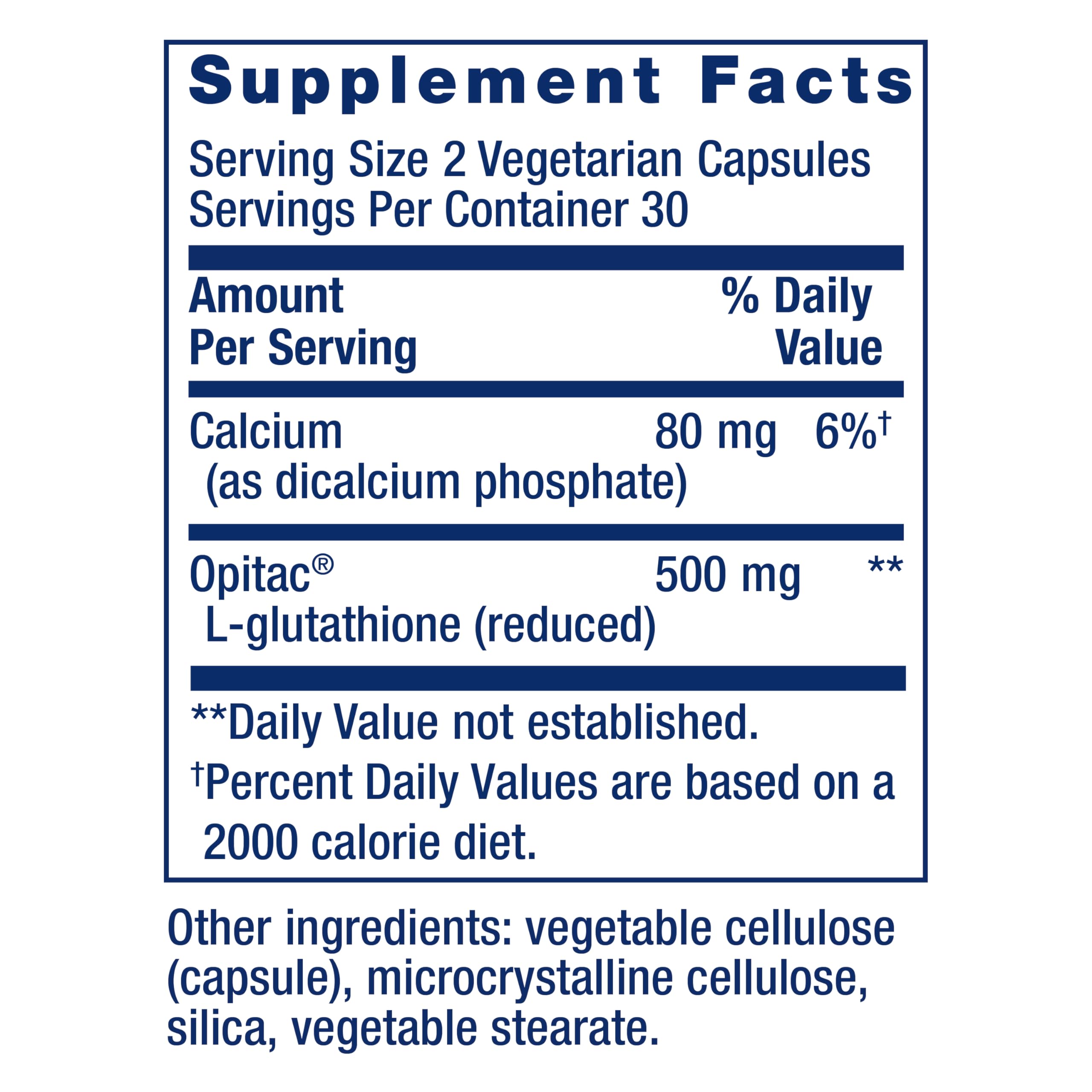 Life Extension Glutathione Supplement 500 mg side view of capsules