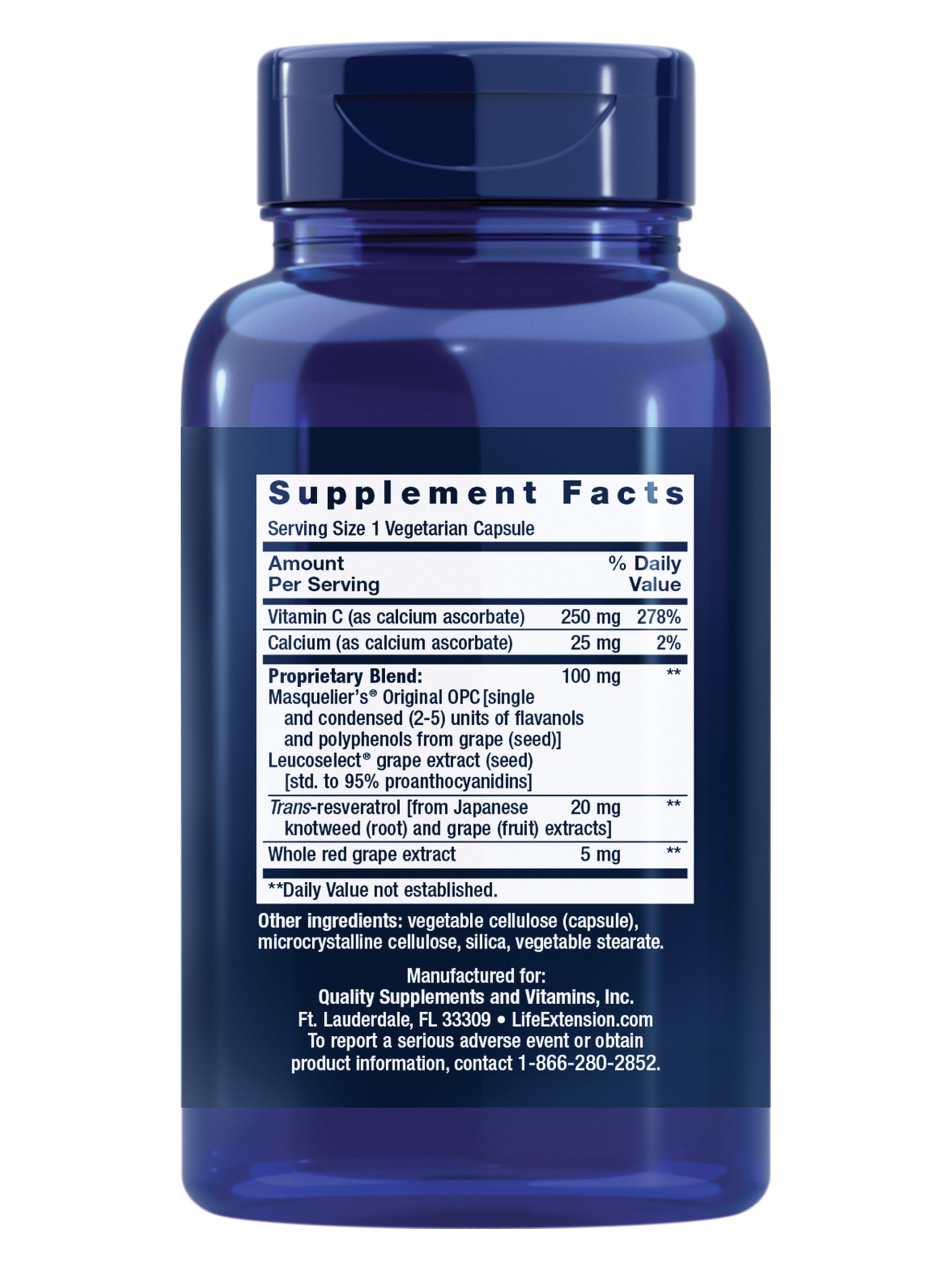 Life Extension Grapeseed Extract 60 Capsules side view