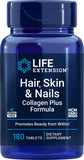 Life Extension Hair, Skin & Nails Collagen Plus Formula 180 Tablets front view