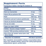 Life Extension Hair, Skin & Nails Collagen Plus Formula side view showing ingredients