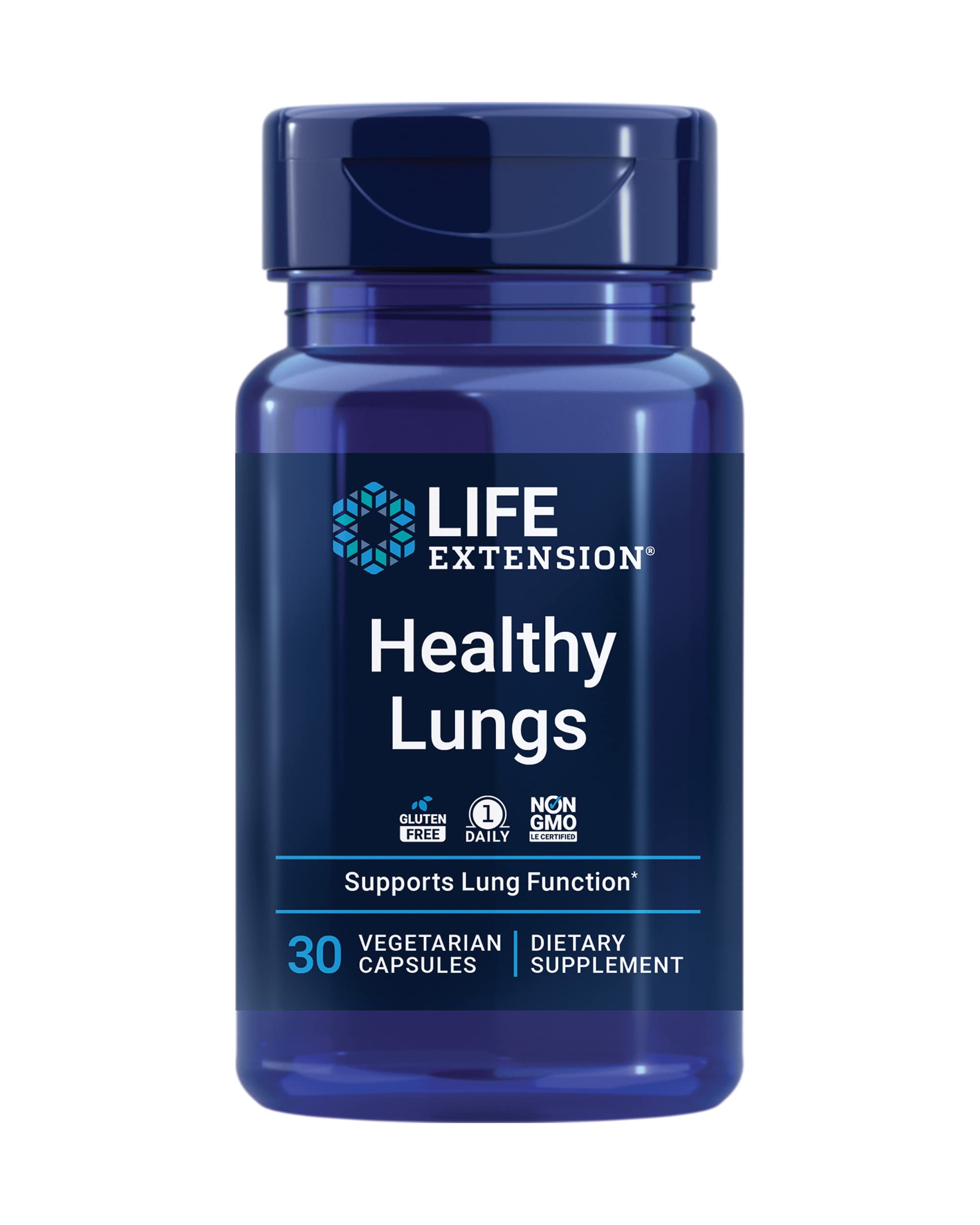 Life Extension Healthy Lungs Supplement front view with packaging