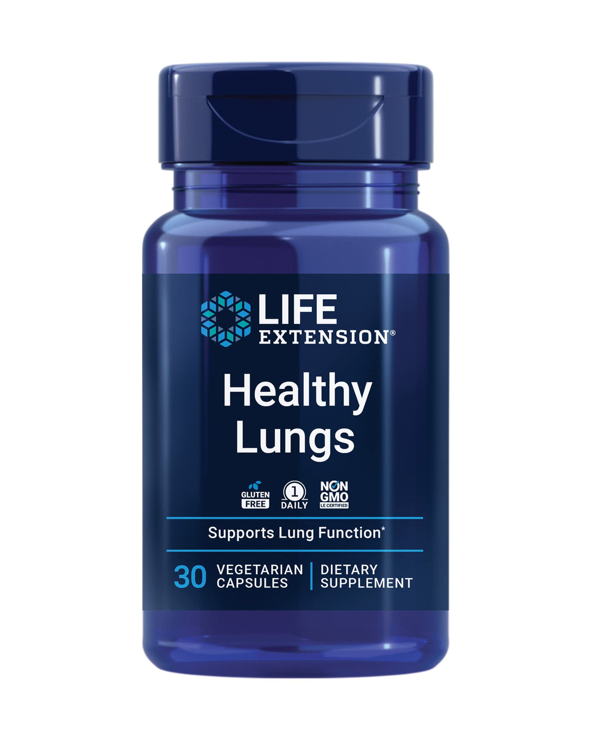 Life Extension Healthy Lungs Supplement front view with packaging