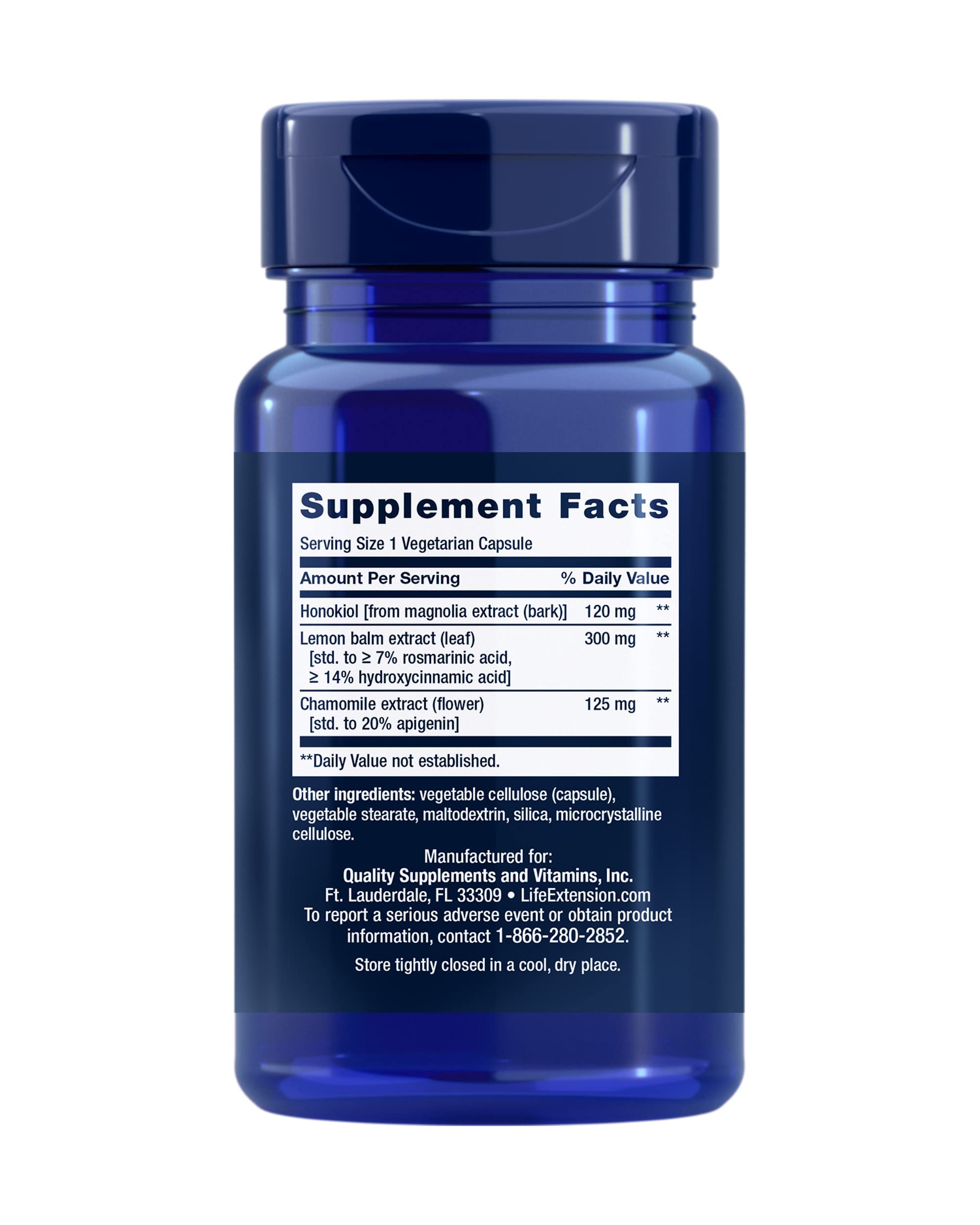 Life Extension Herbal Sleep PM supplement bottle side view