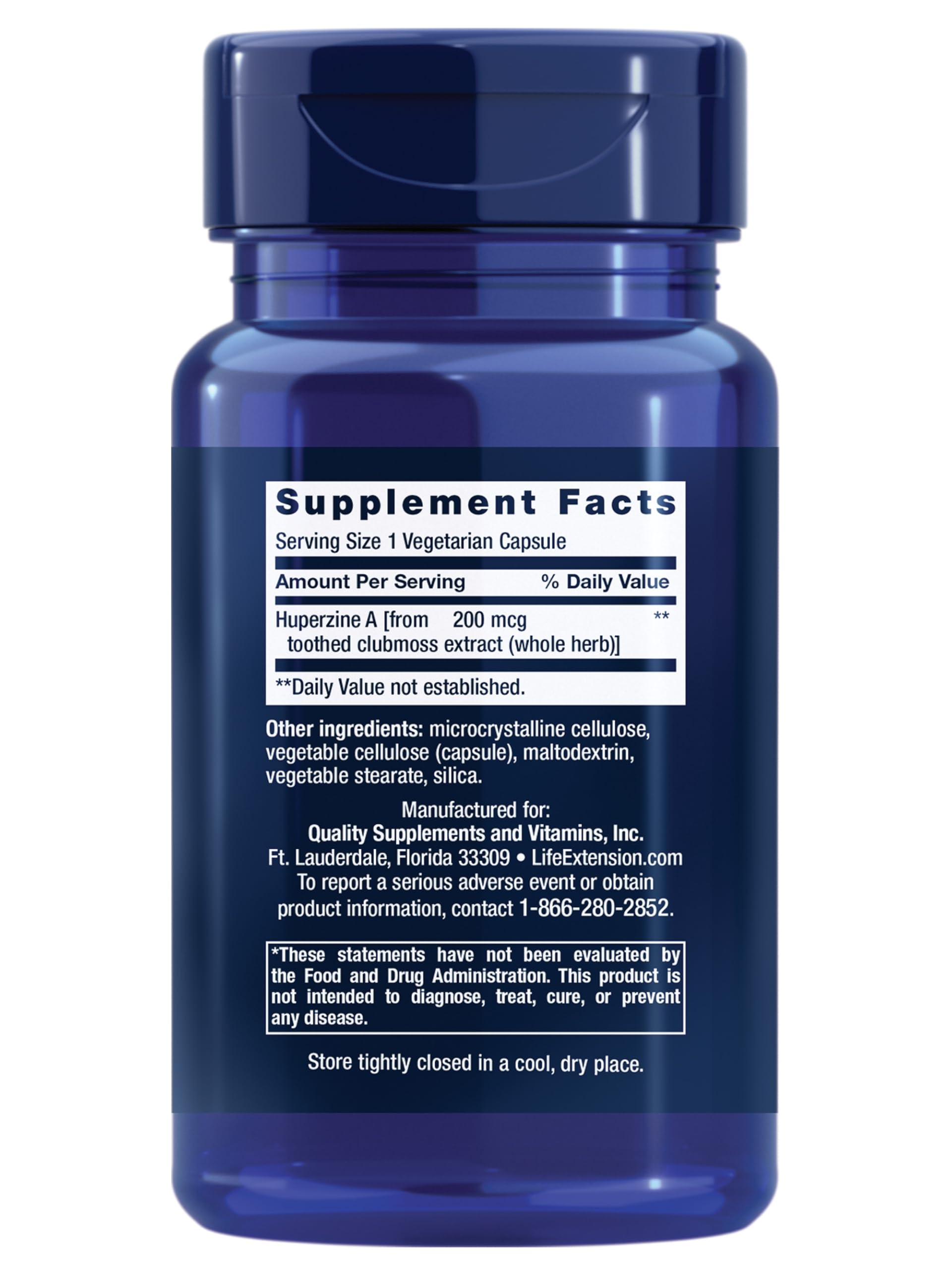 Life Extension Huperzine A capsule bottle with label