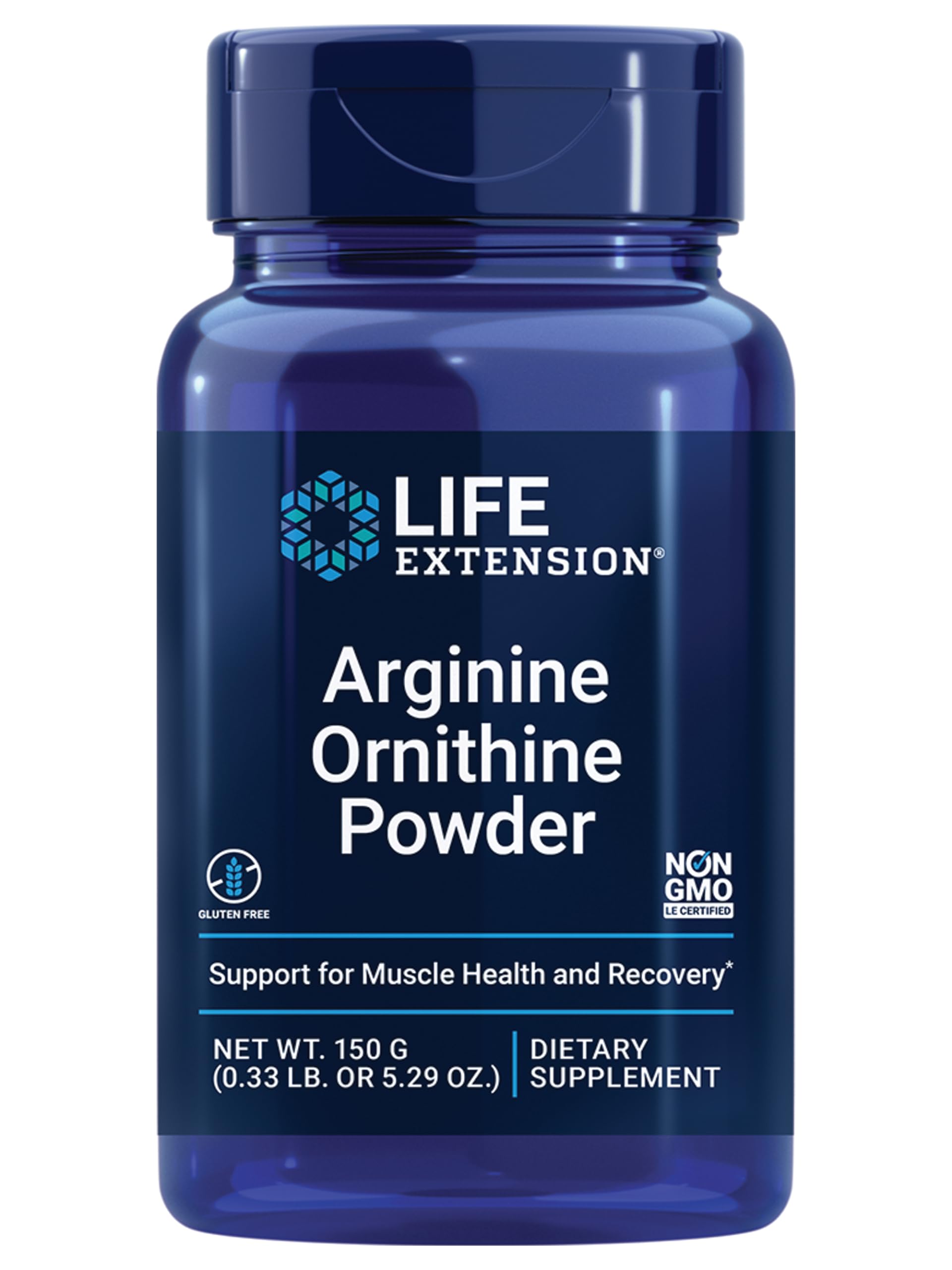 Life Extension L-Arginine Ornithine Powder 150g front view