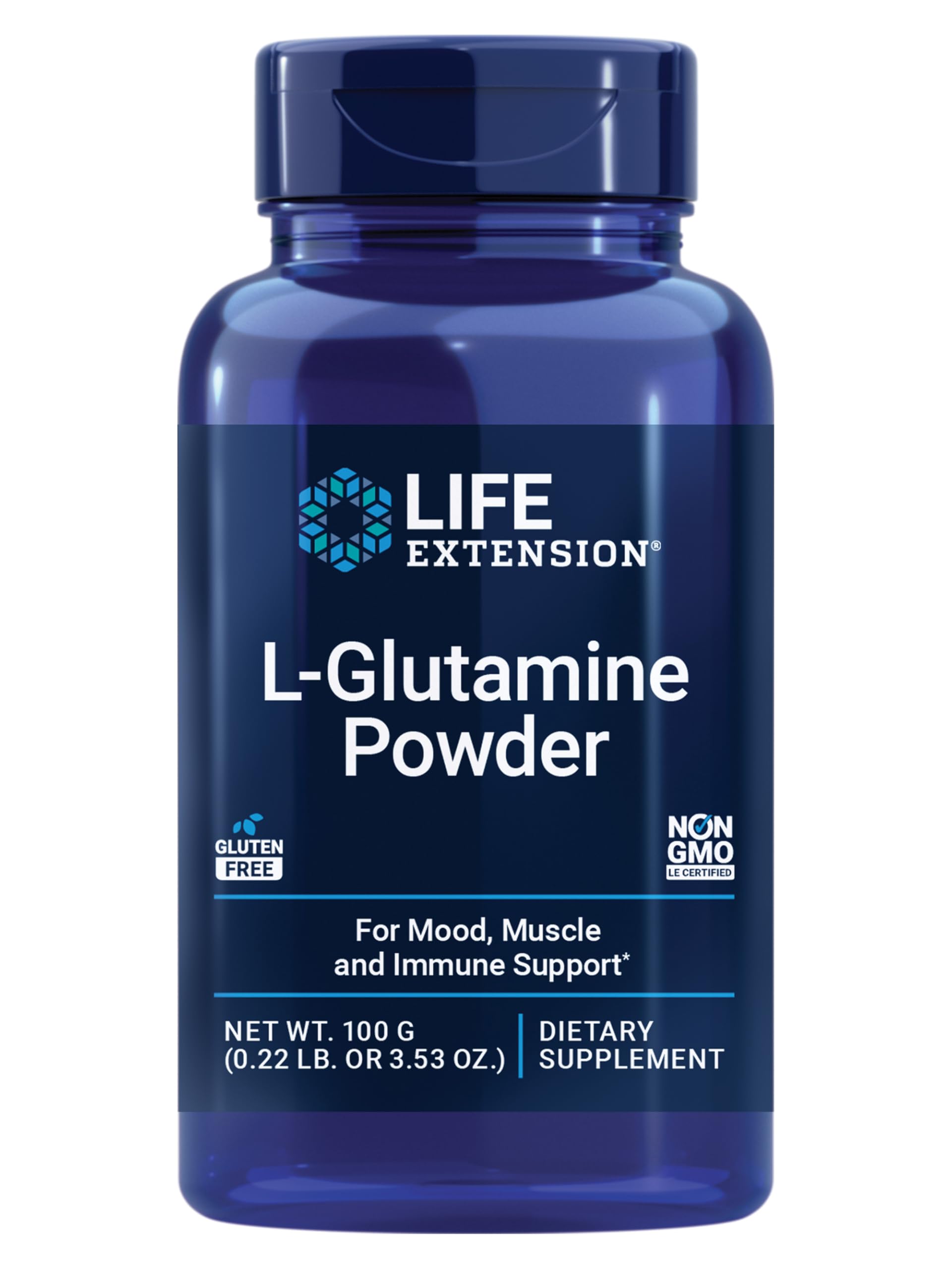 Life Extension L-Glutamine Powder 100g front view