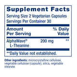 Life Extension L-Theanine 200 mg supplement side view