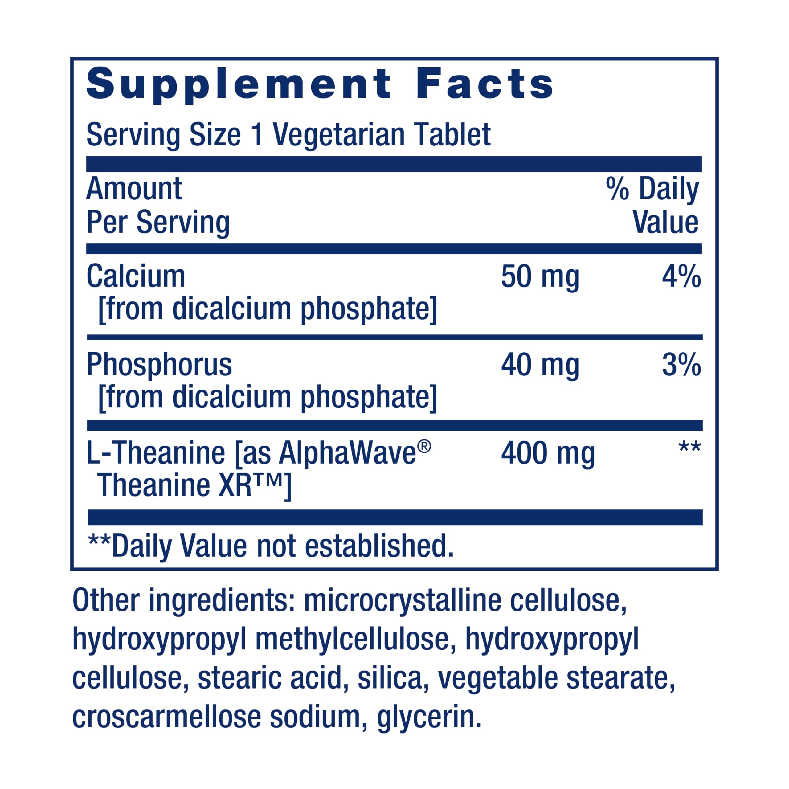 Life Extension L-Theanine 400mg capsules back view