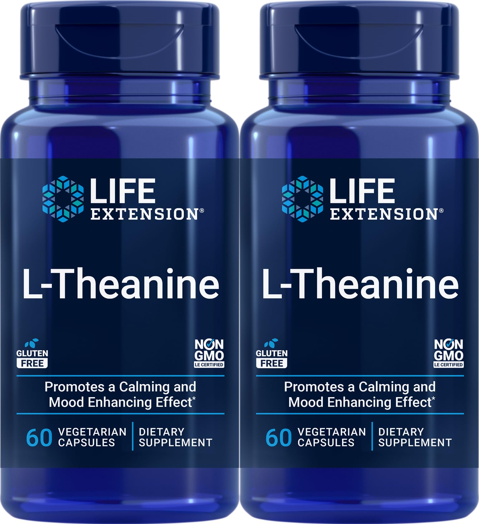 Life Extension L-Theanine 60 Vegetarian Capsules front view