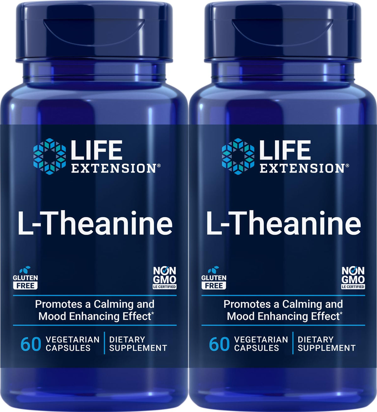 Life Extension L-Theanine 60 Vegetarian Capsules front view
