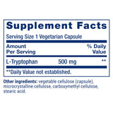 Life Extension L-Tryptophan 500mg capsules on a wooden table