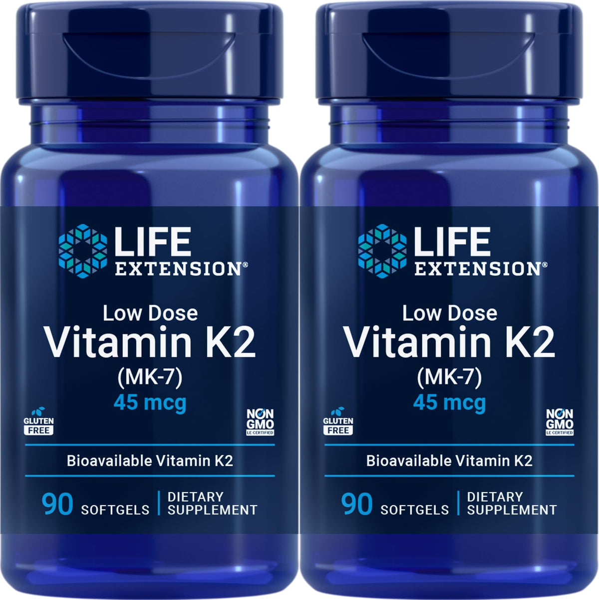 Life Extension Low Dose Vitamin K2 90 Softgels front view