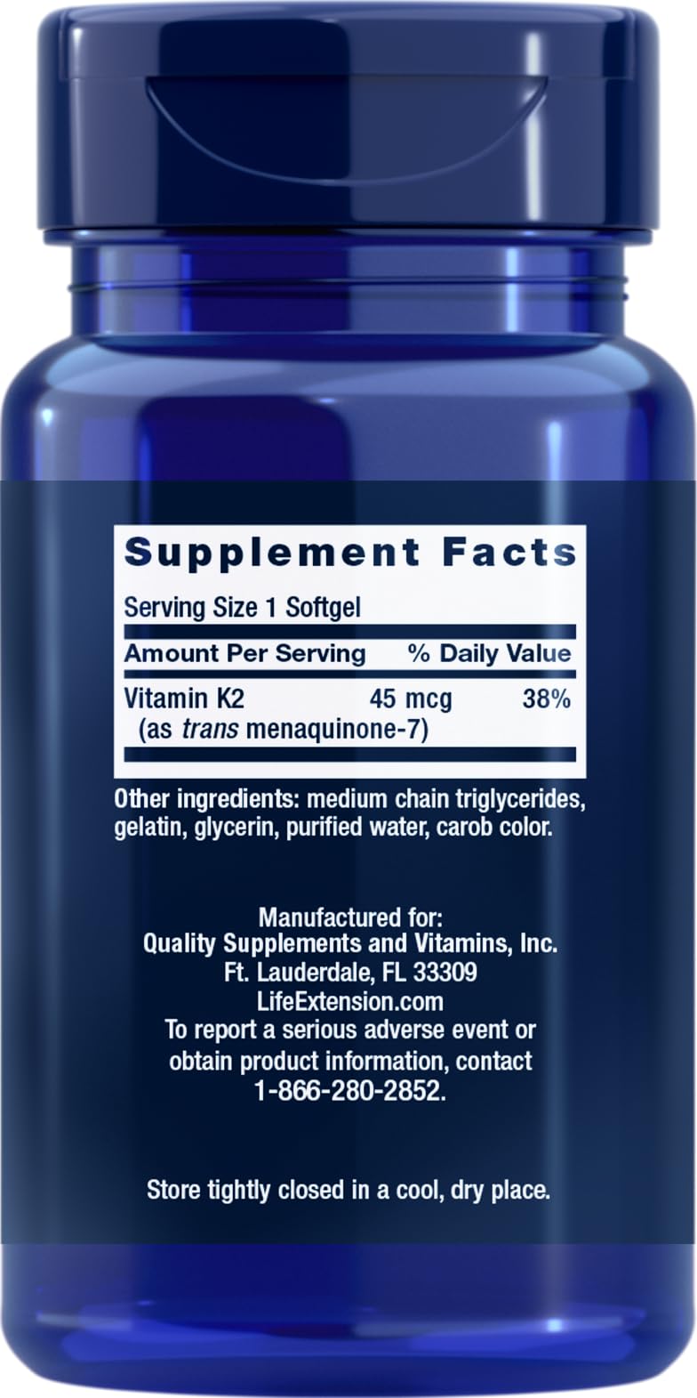 Life Extension Low Dose Vitamin K2 90 Softgels packaging