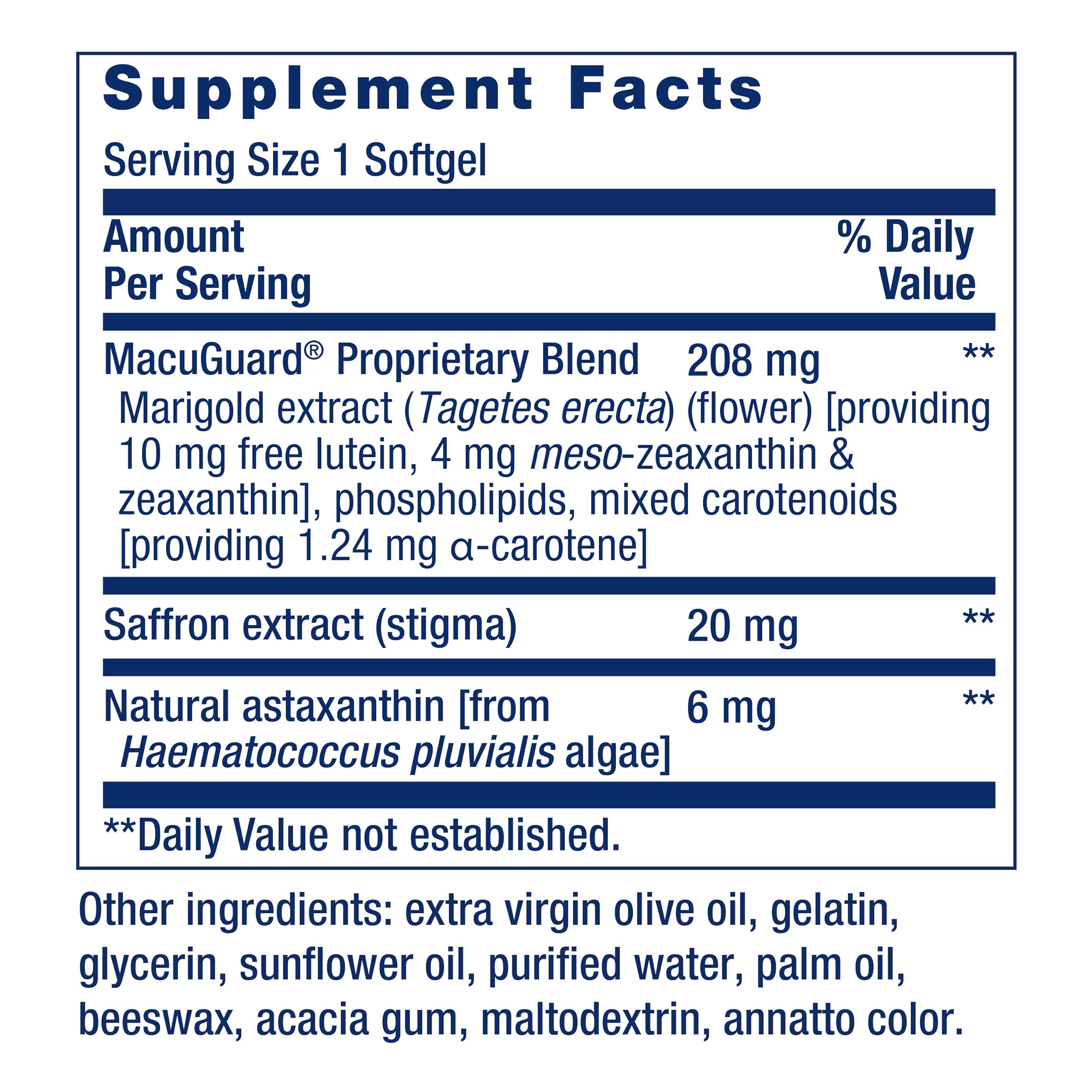 Life Extension MacuGuard Eye Support 60 Capsules side view