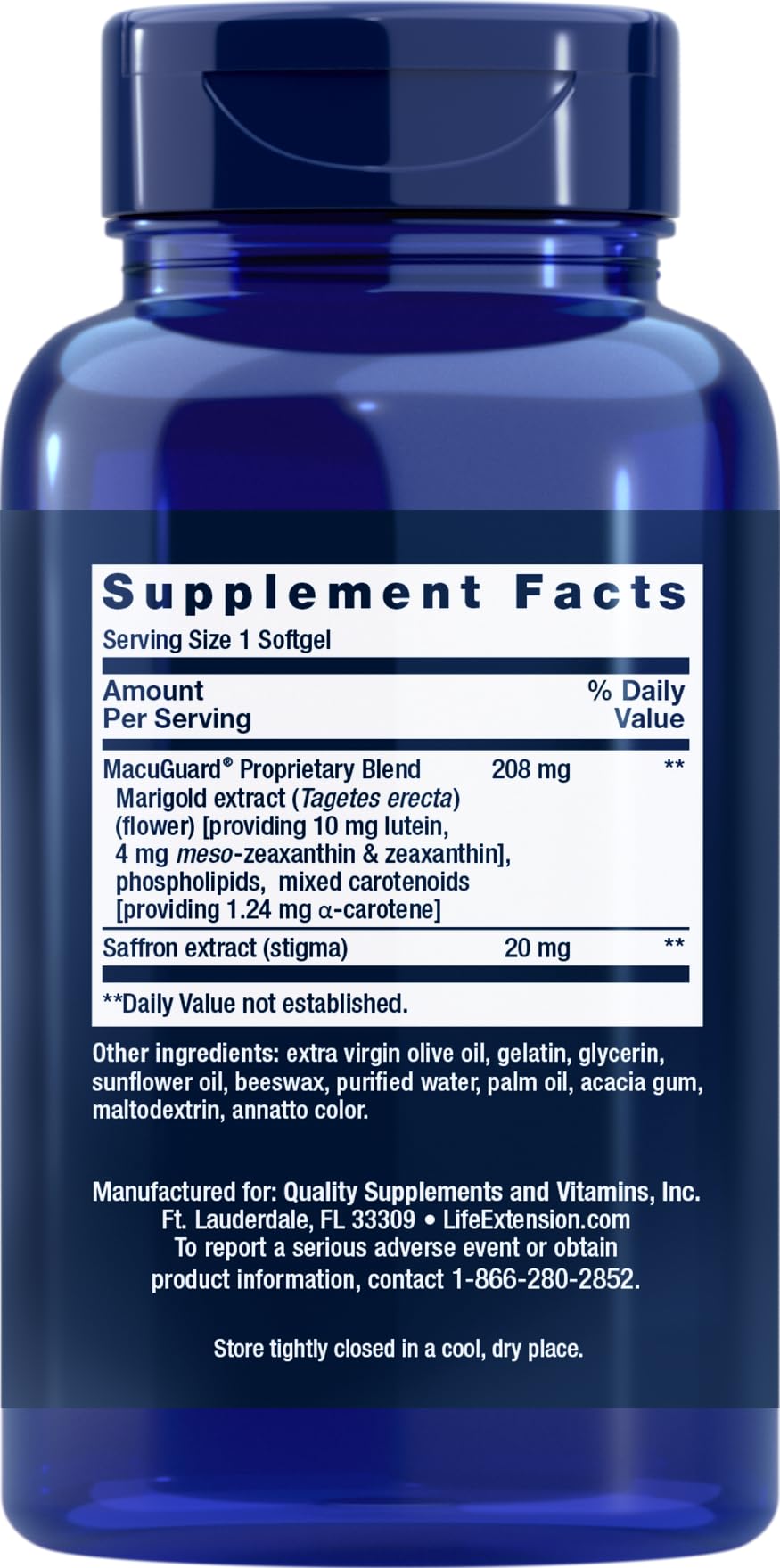 Life Extension MacuGuard Ocular Support with Saffron softgel close-up