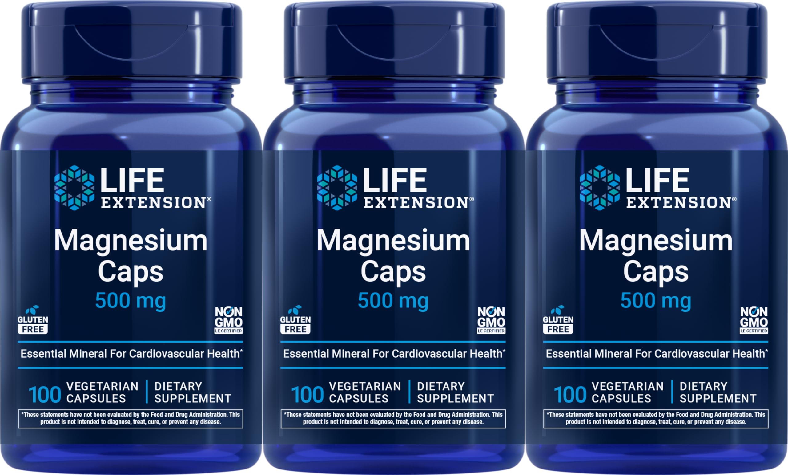 Life Extension Magnesium 500 mg Vegetarian Capsules front view